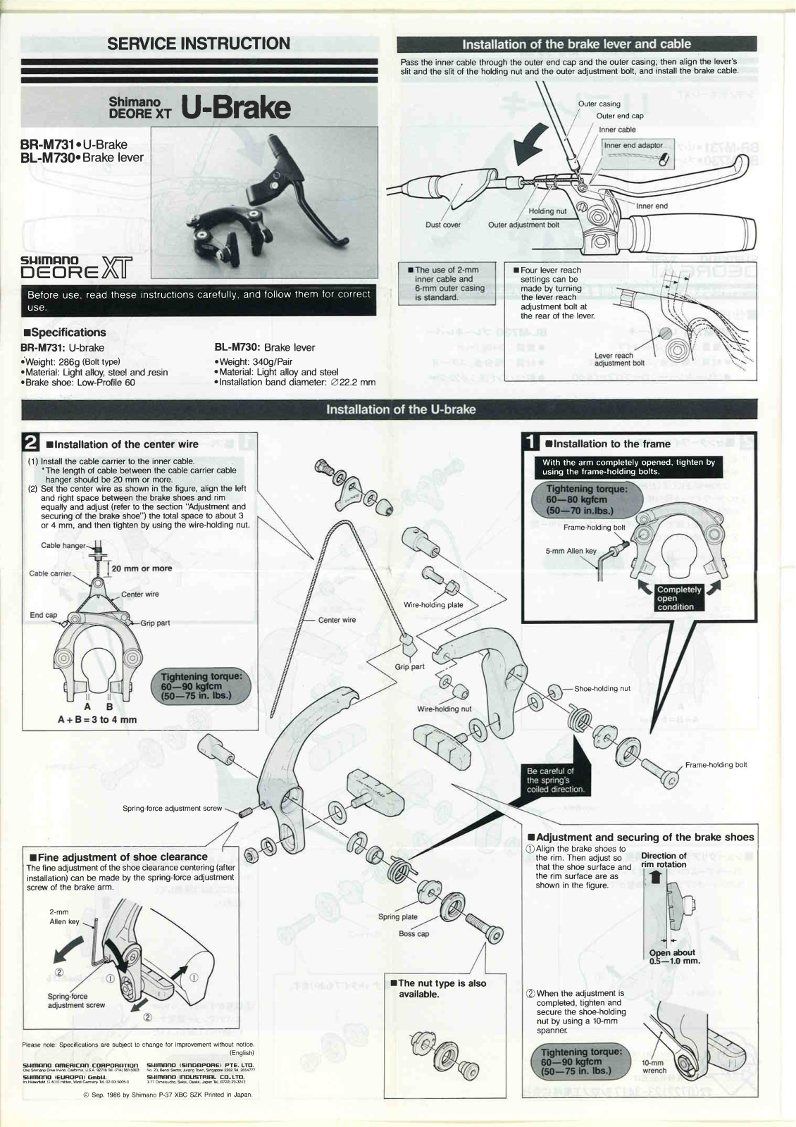 Shimano BL-M730, BR-M731 Service Instructions - ManualMachine.com