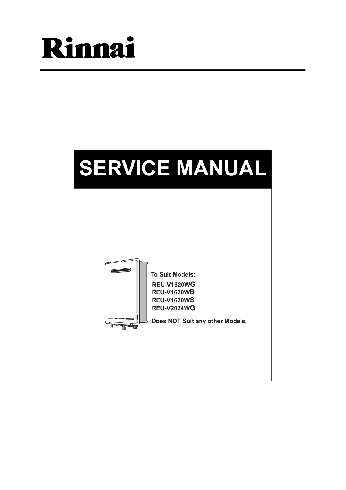 Rinnai REU-V1620WG, REU-V2024WG, REU-V1620WB, REU-V1620WS Service Manual