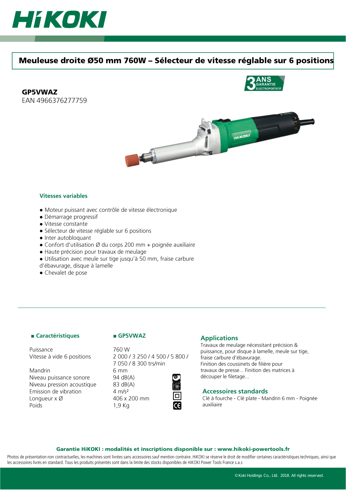 Hikoki GP5VWAZ Specification - ManualMachine.com