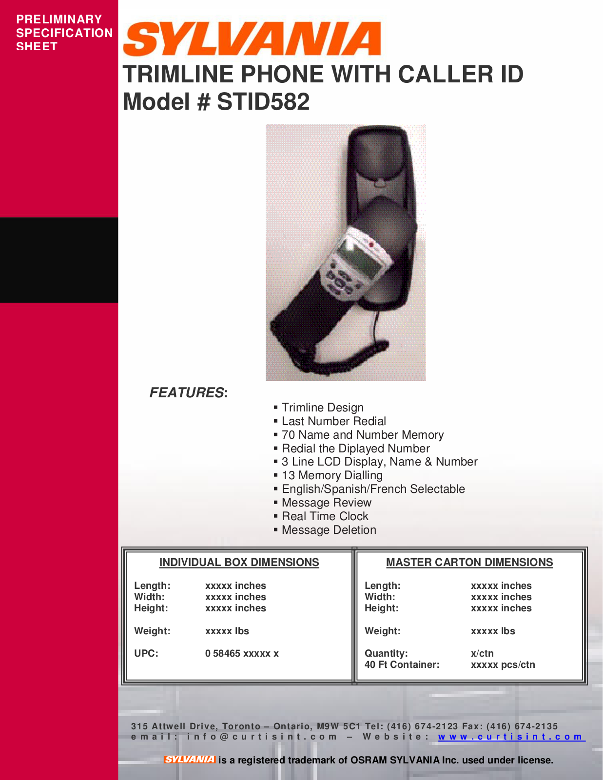 Sylvania STID582 User Manual