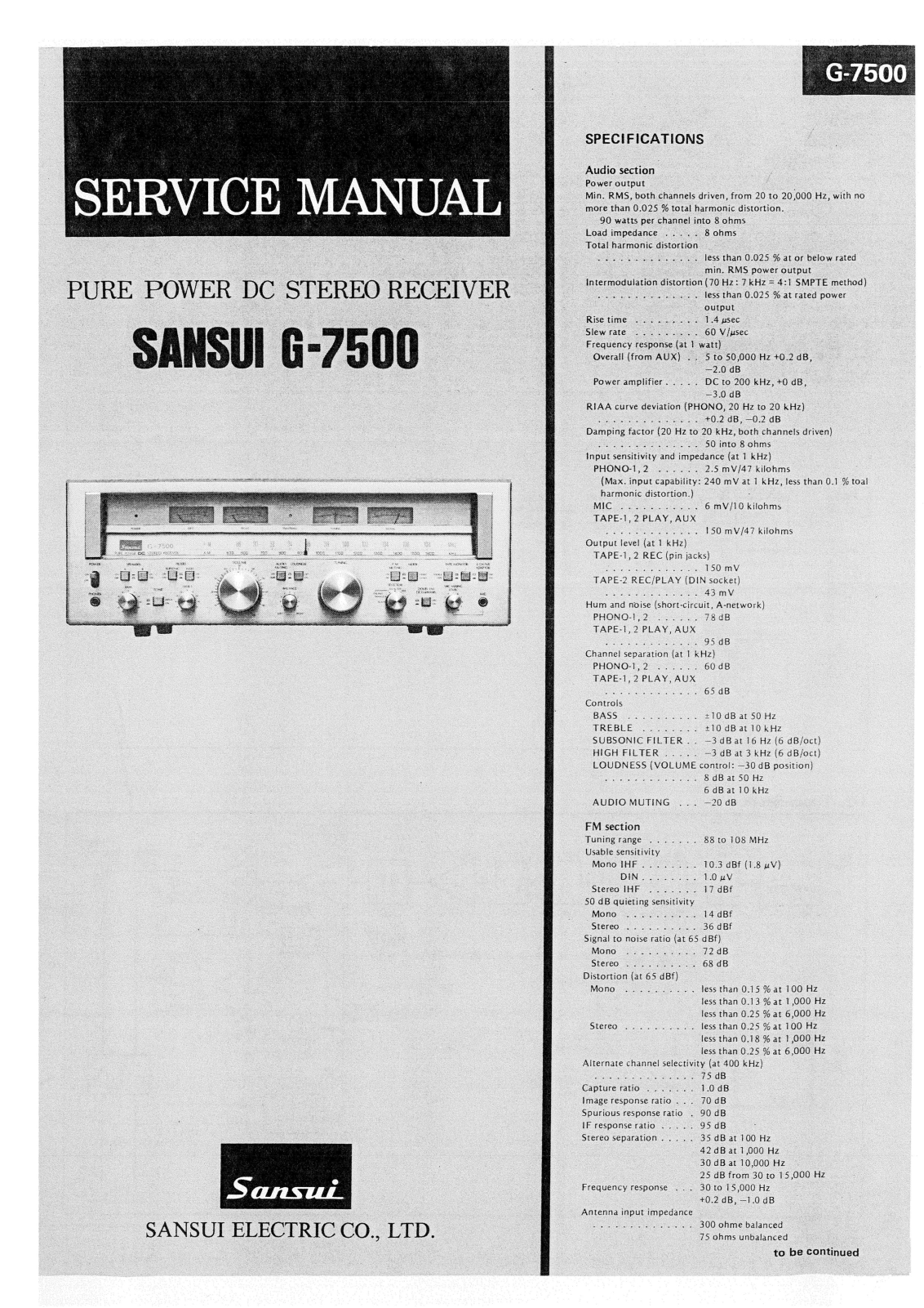 Sansui G-7500 Service manual