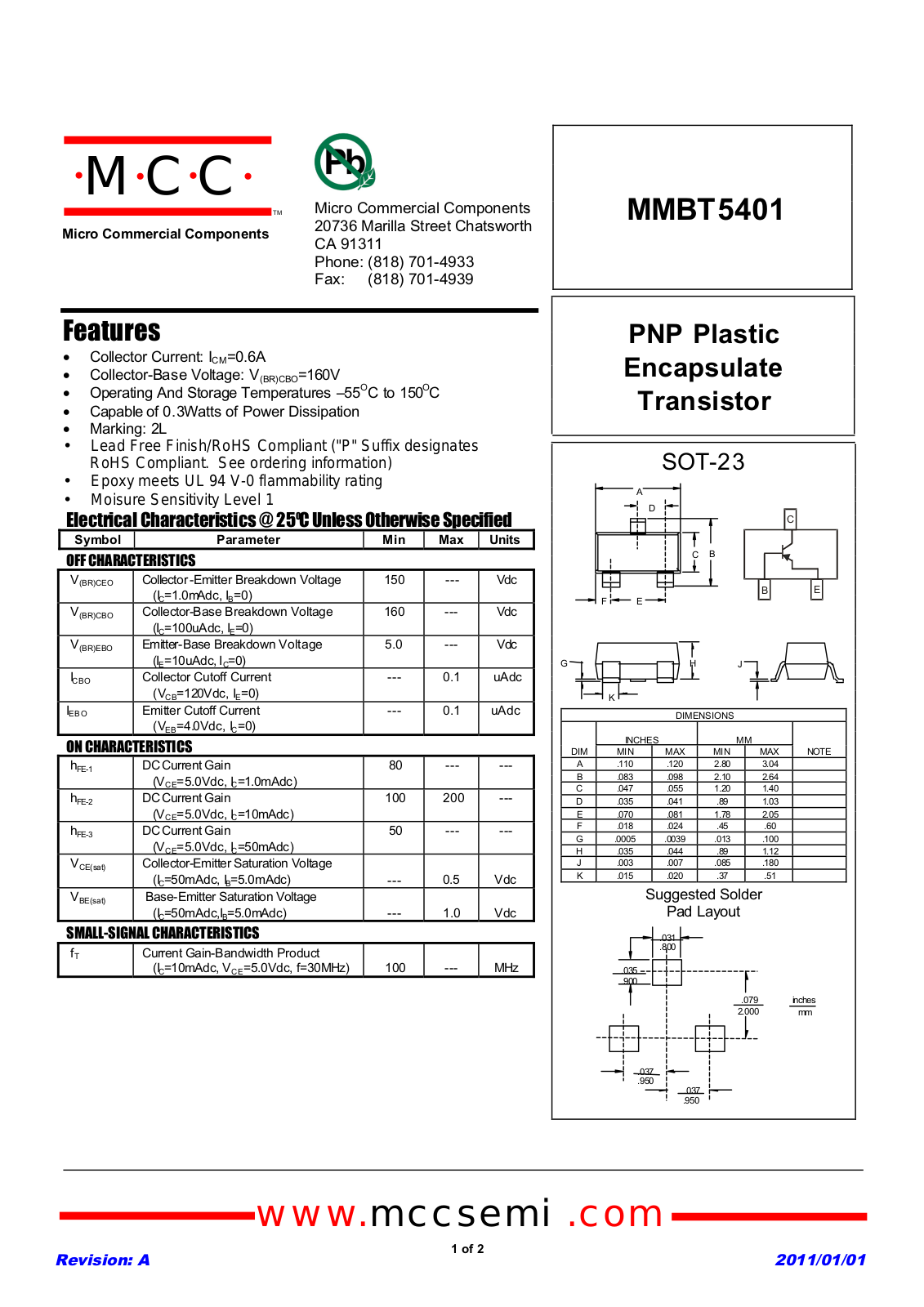 Datasheet mmbt5401_2 Datasheet - ManualMachine.com
