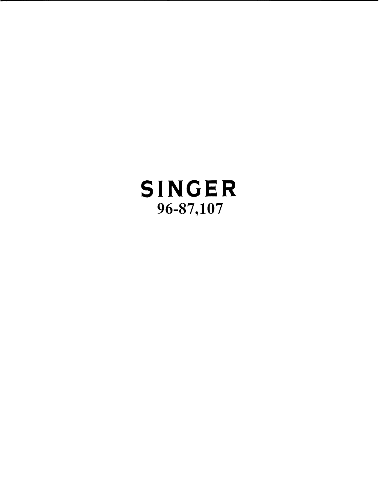 Singer 96-107, 96-87 Instruction Manual