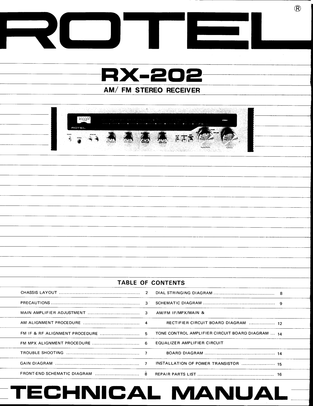 Rotel RX-202 Service manual