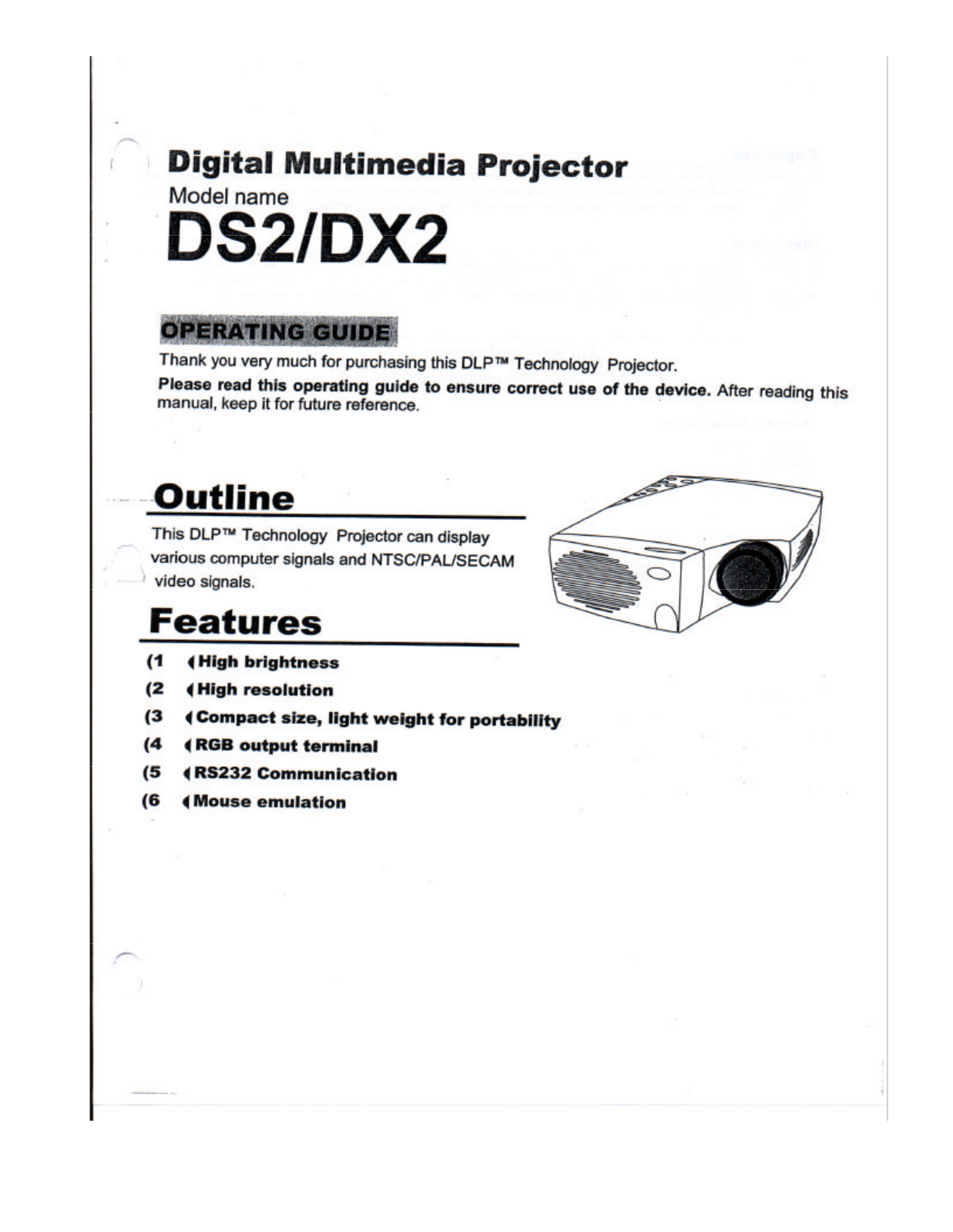 Proxima UltraLight DX2 User Manual