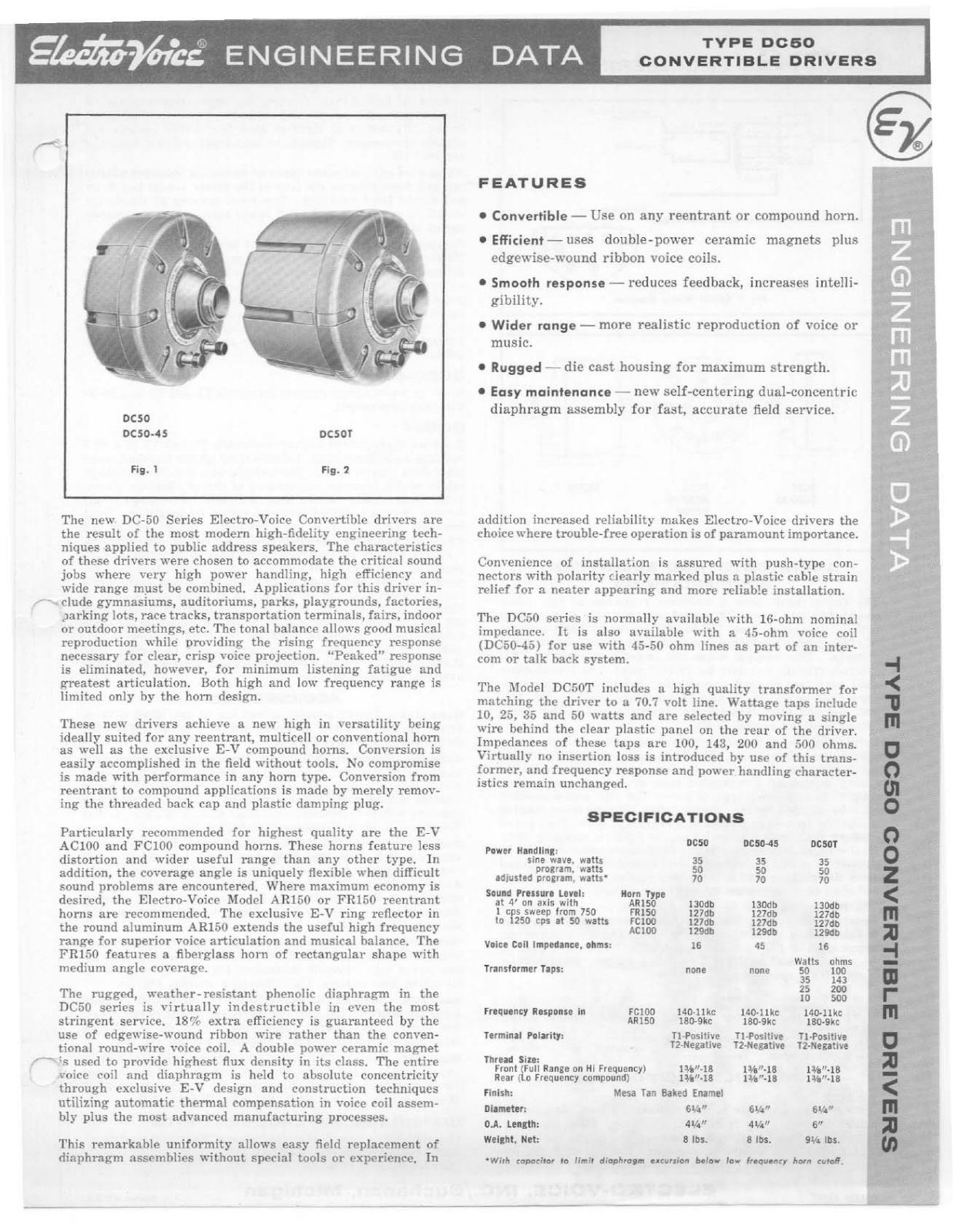 Electro-voice DC50 DATASHEET