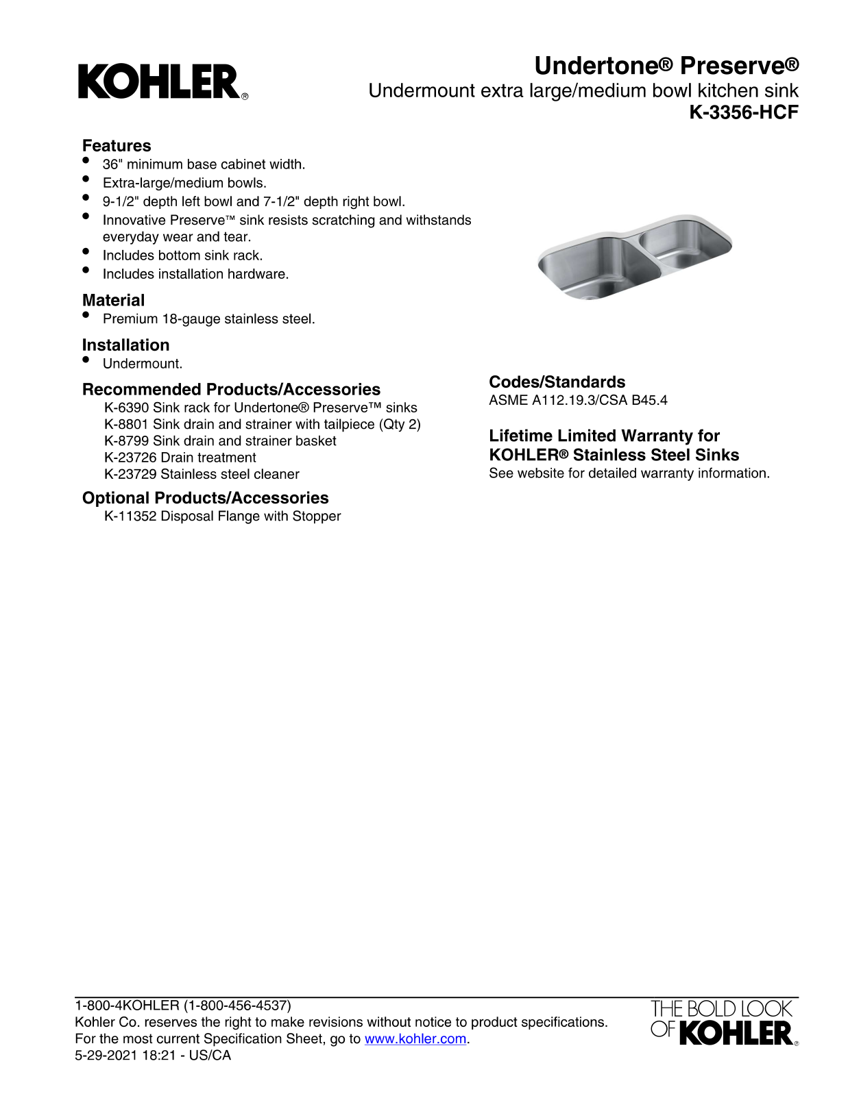 Kohler KOH20642 Specifications - ManualMachine.com