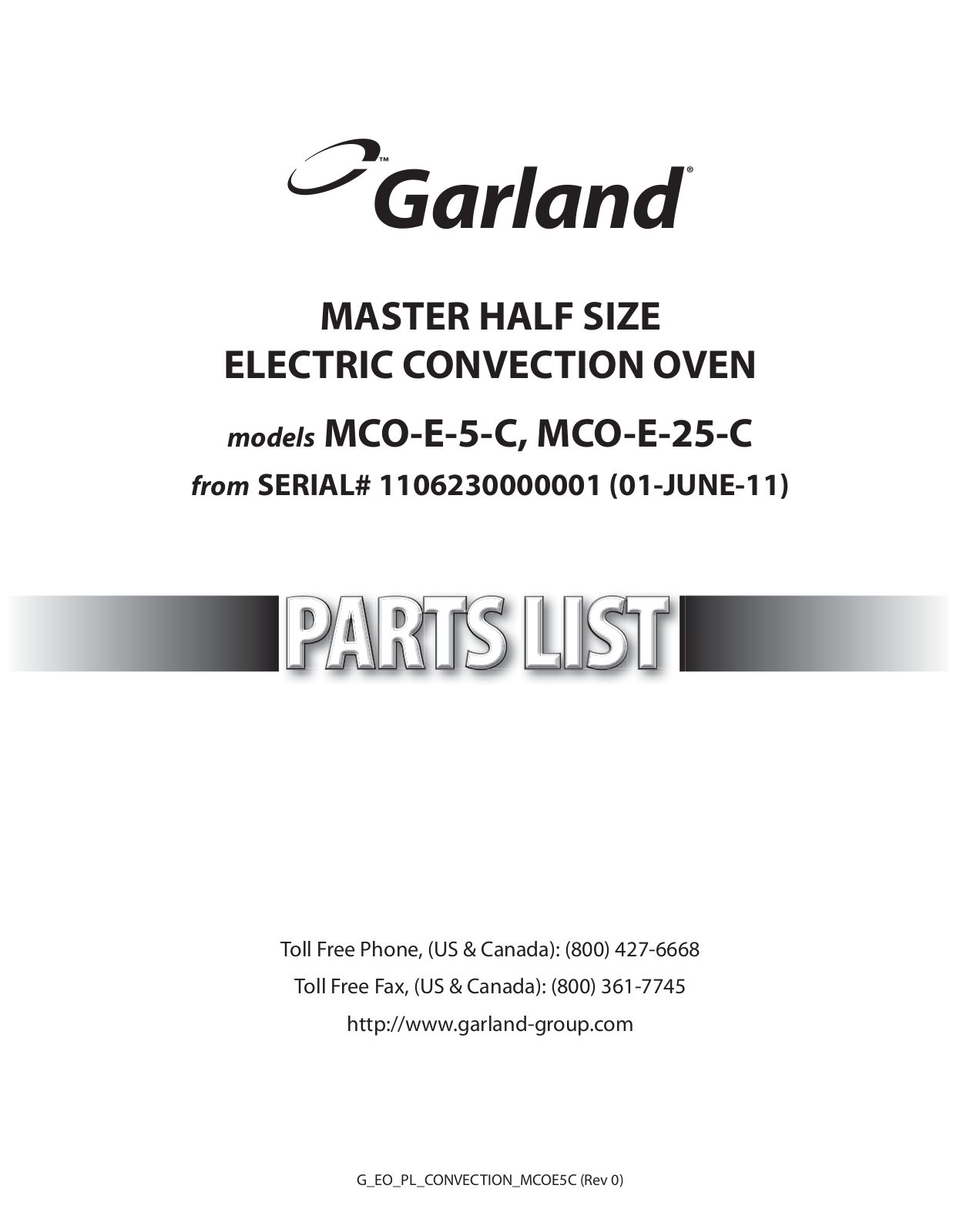 Garland MCO-E-5-C, MCO-E-25-C User Manual