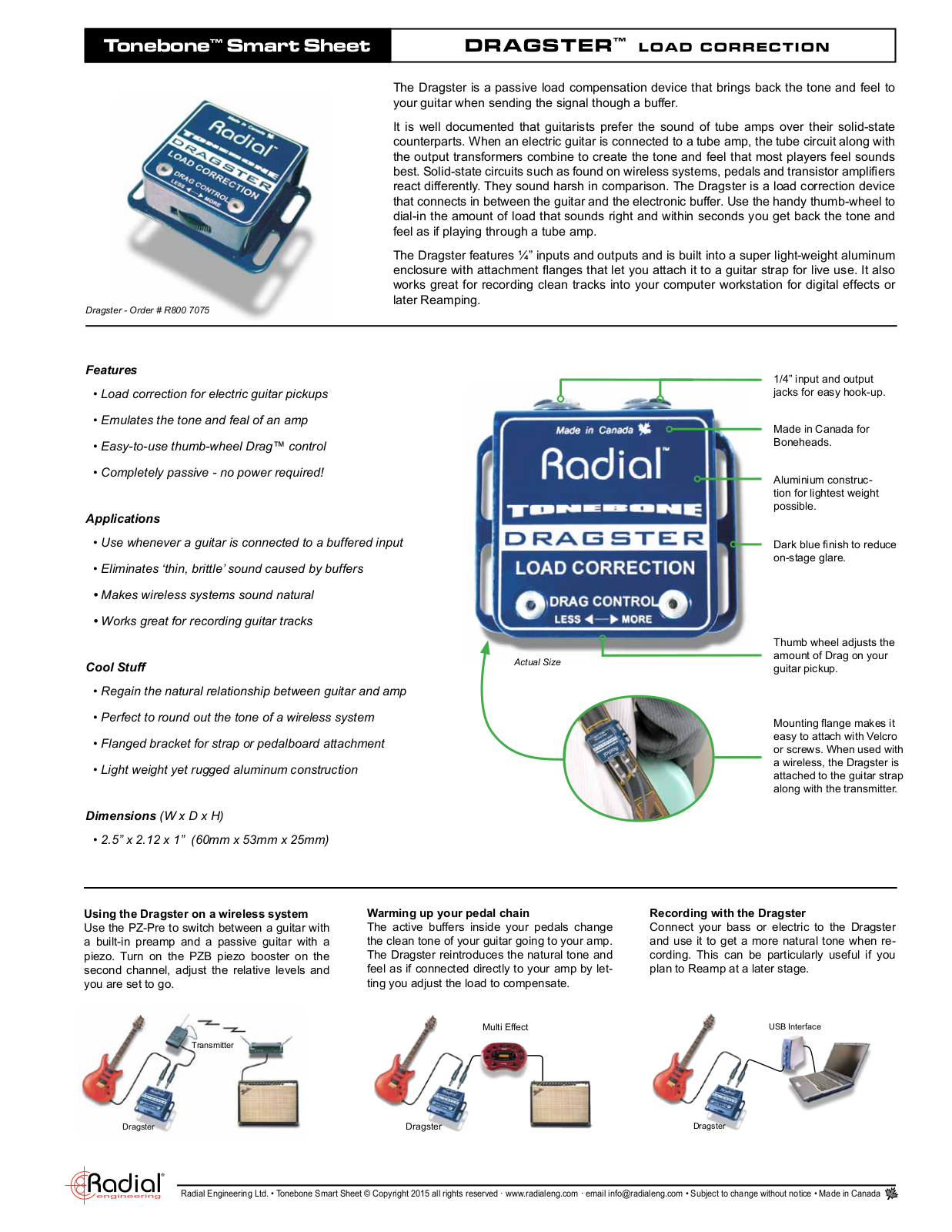 Radial Engineering Dragster Quick Start Guide