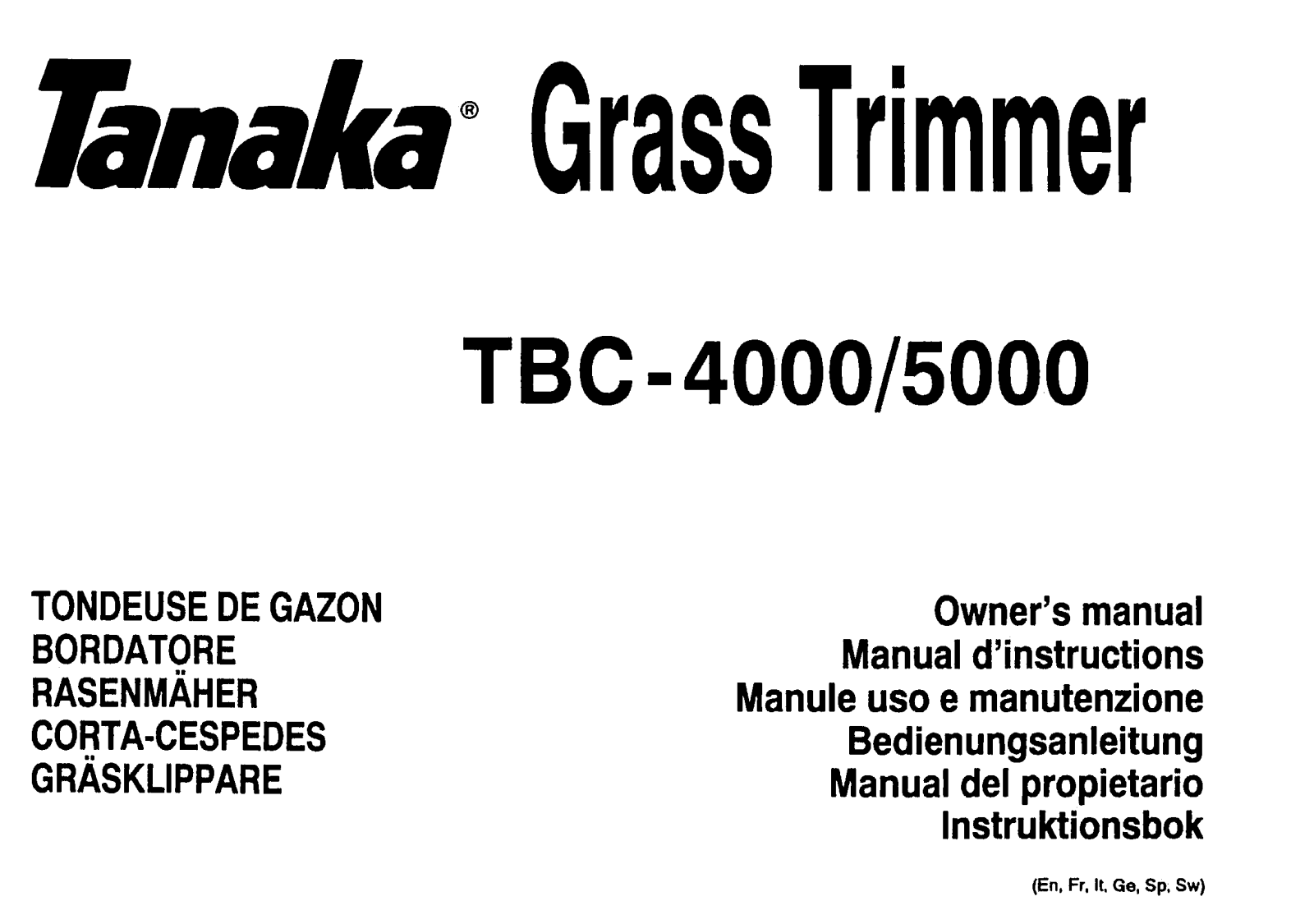 Tanaka TBC-5000, TBC-4000 User Manual