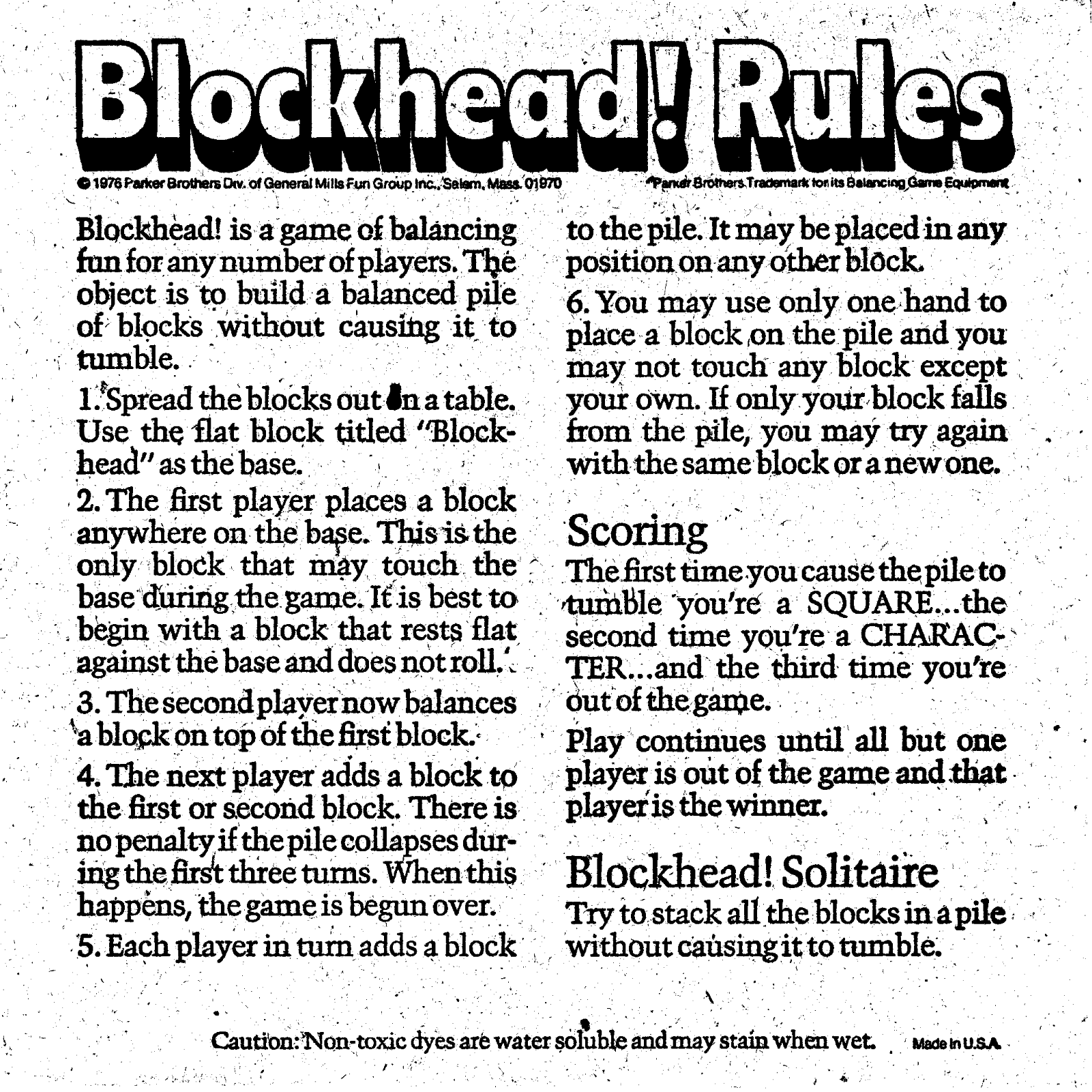 Hasbro BLOCKHEAD User Manual