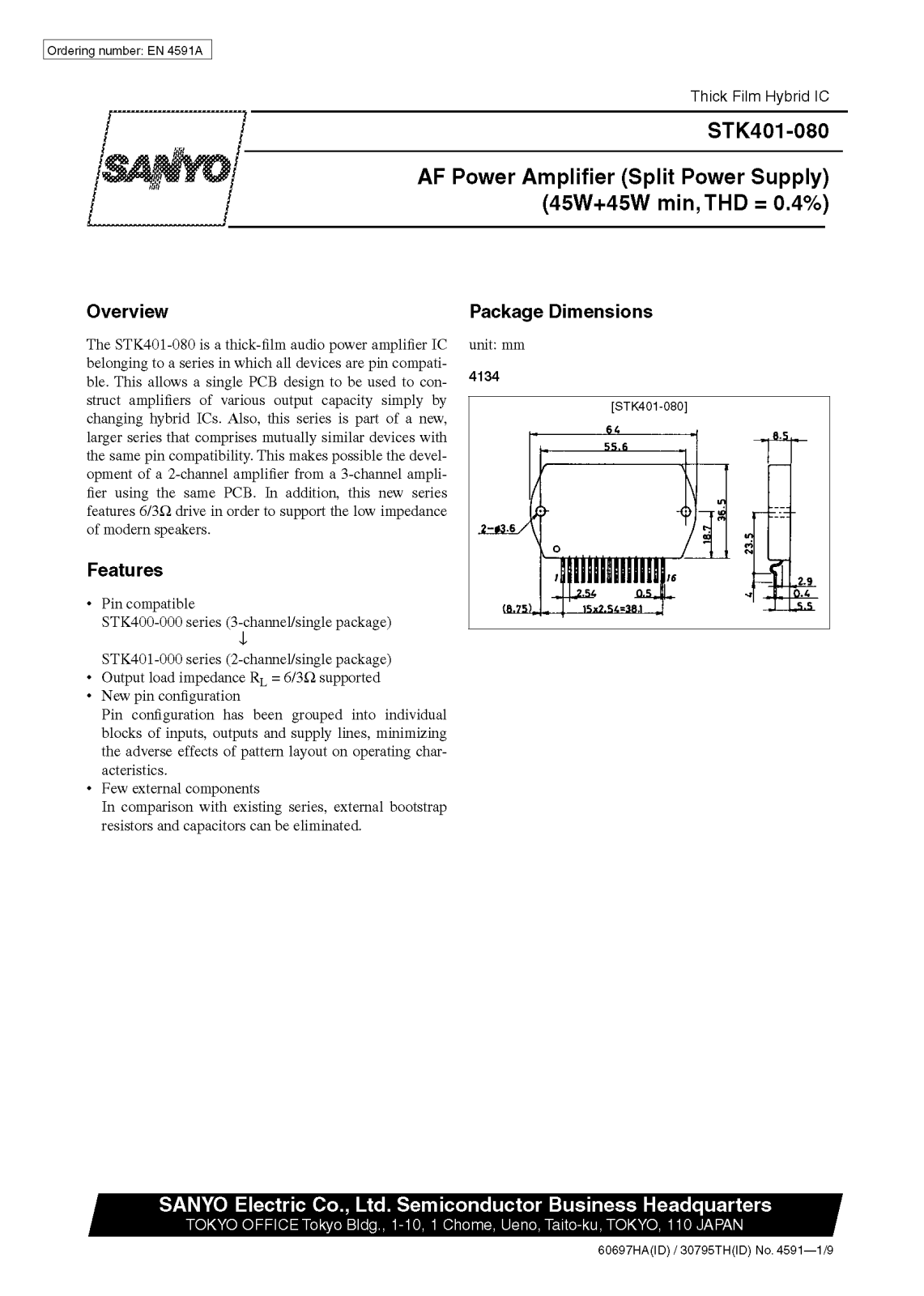 SANYO STK401-080 Datasheet