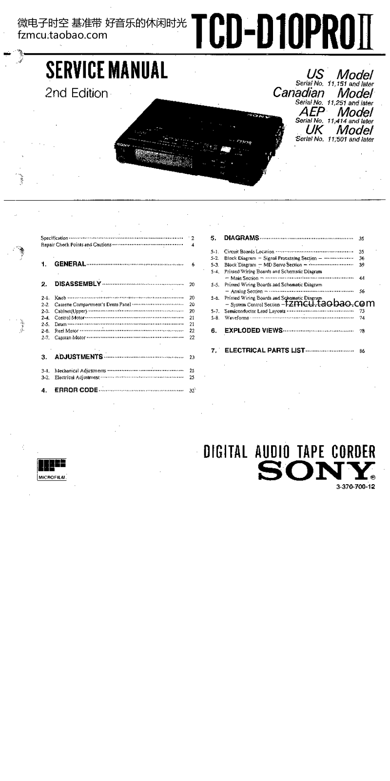 sony TCD-D10-PROII Service Manual