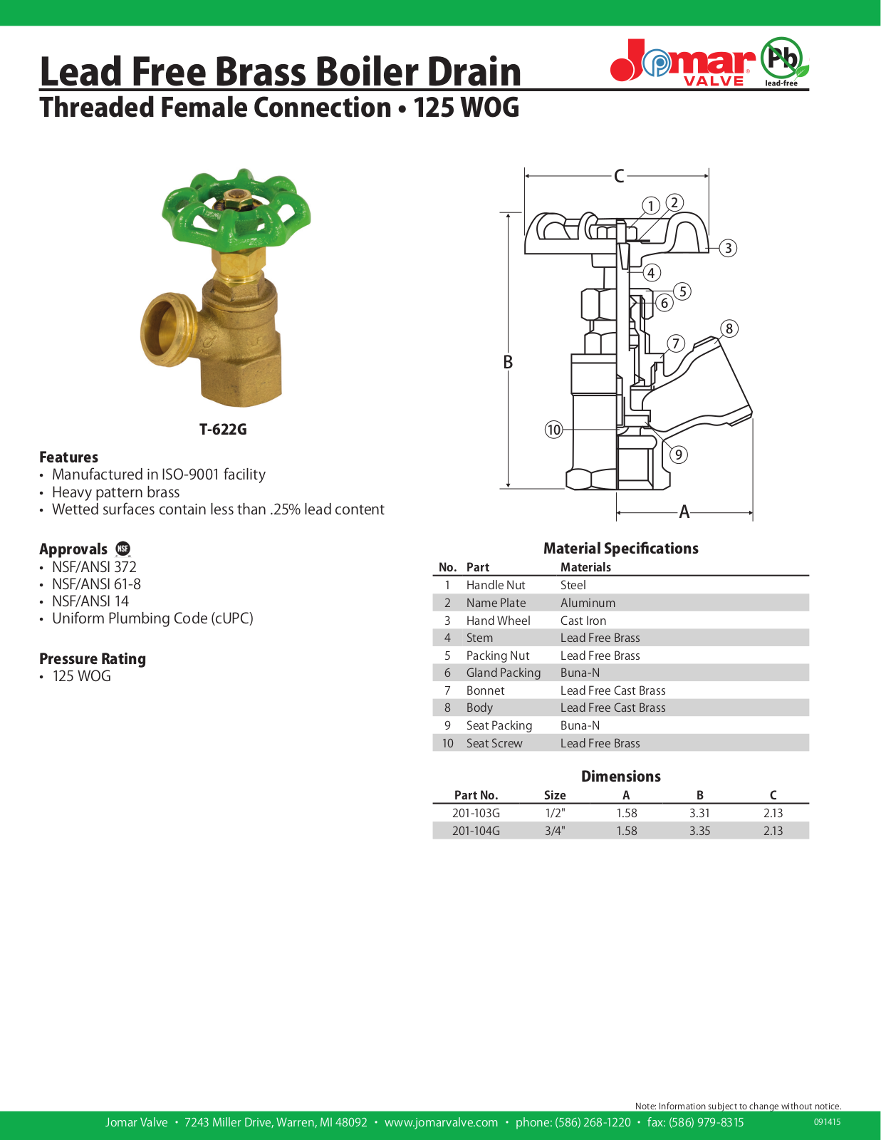 Jomar T-622G User Manual