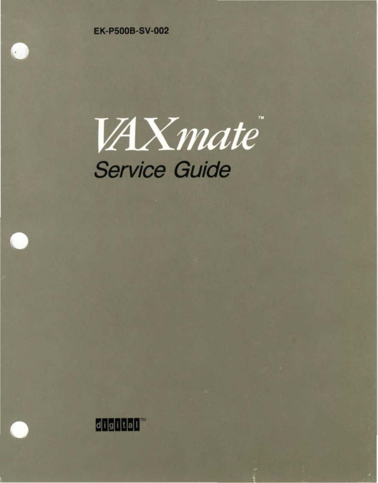 DEC VAXmate Service Manual