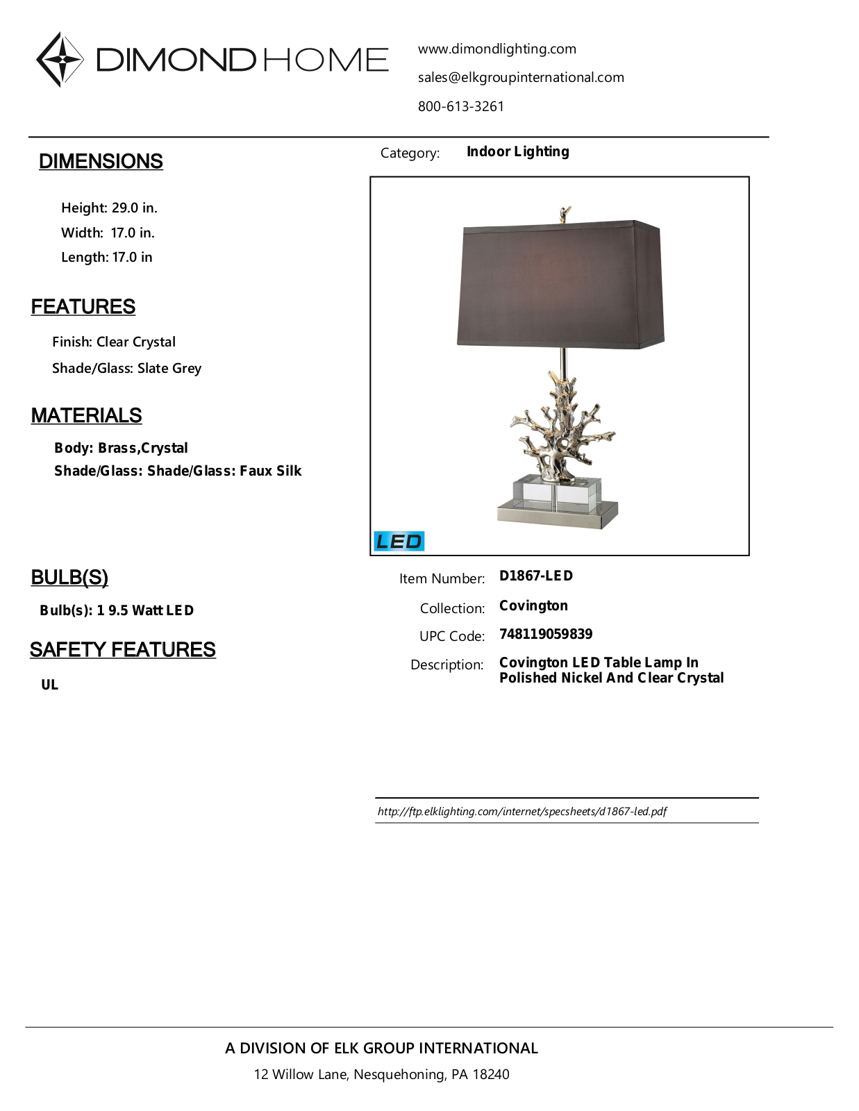 ELK Home D1867LED User Manual