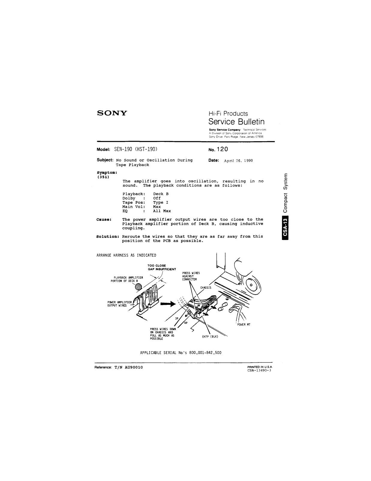 Sony SEN-190 Service Manual