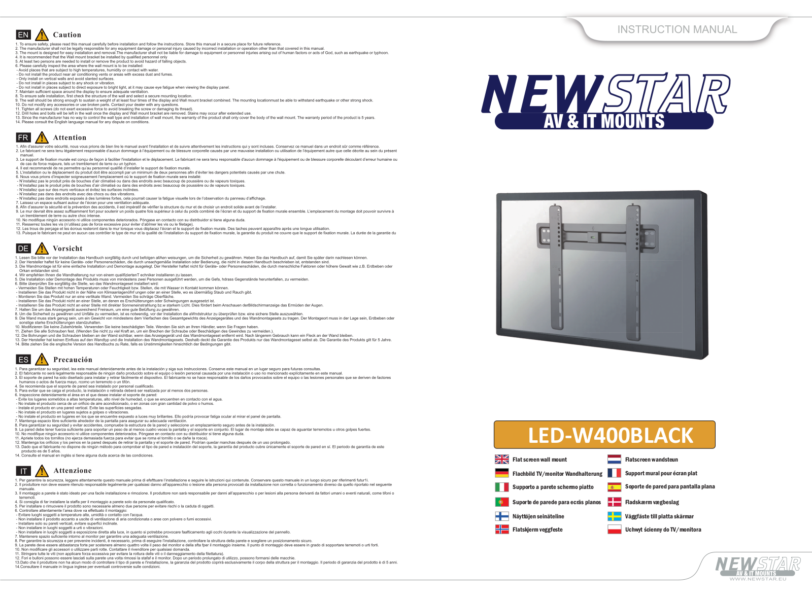 Newstar LED-W400BLACK User Manual