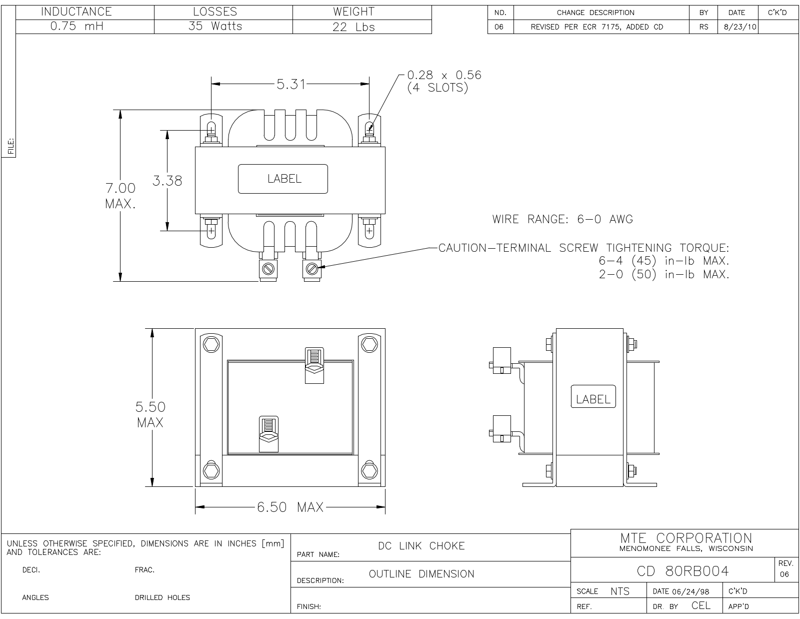 MTE CD 80RB004 CAD Drawings