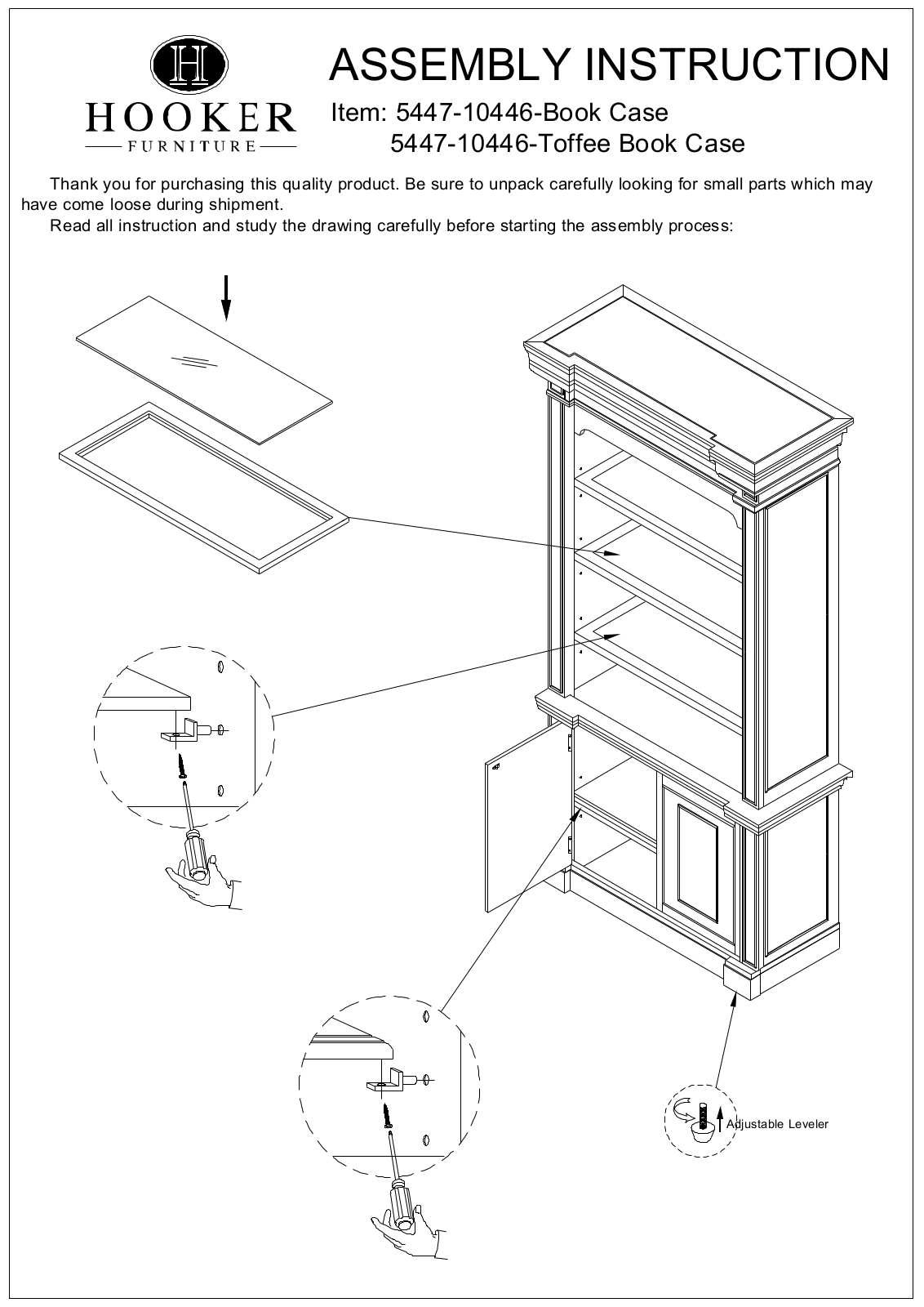 Hooker Furniture 544710446 Assembly Guide