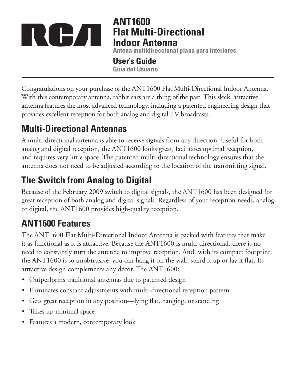 RCA ANT1600 User Manual