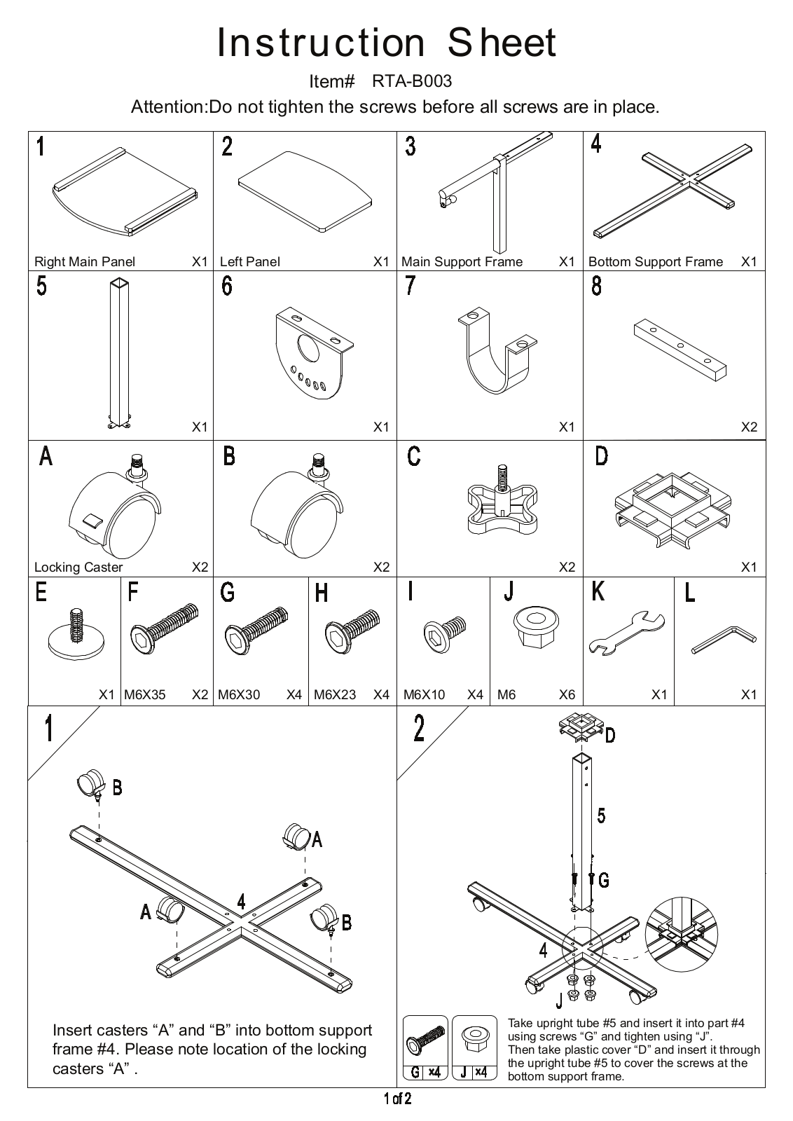 RTA Products RTA-B003 User Manual