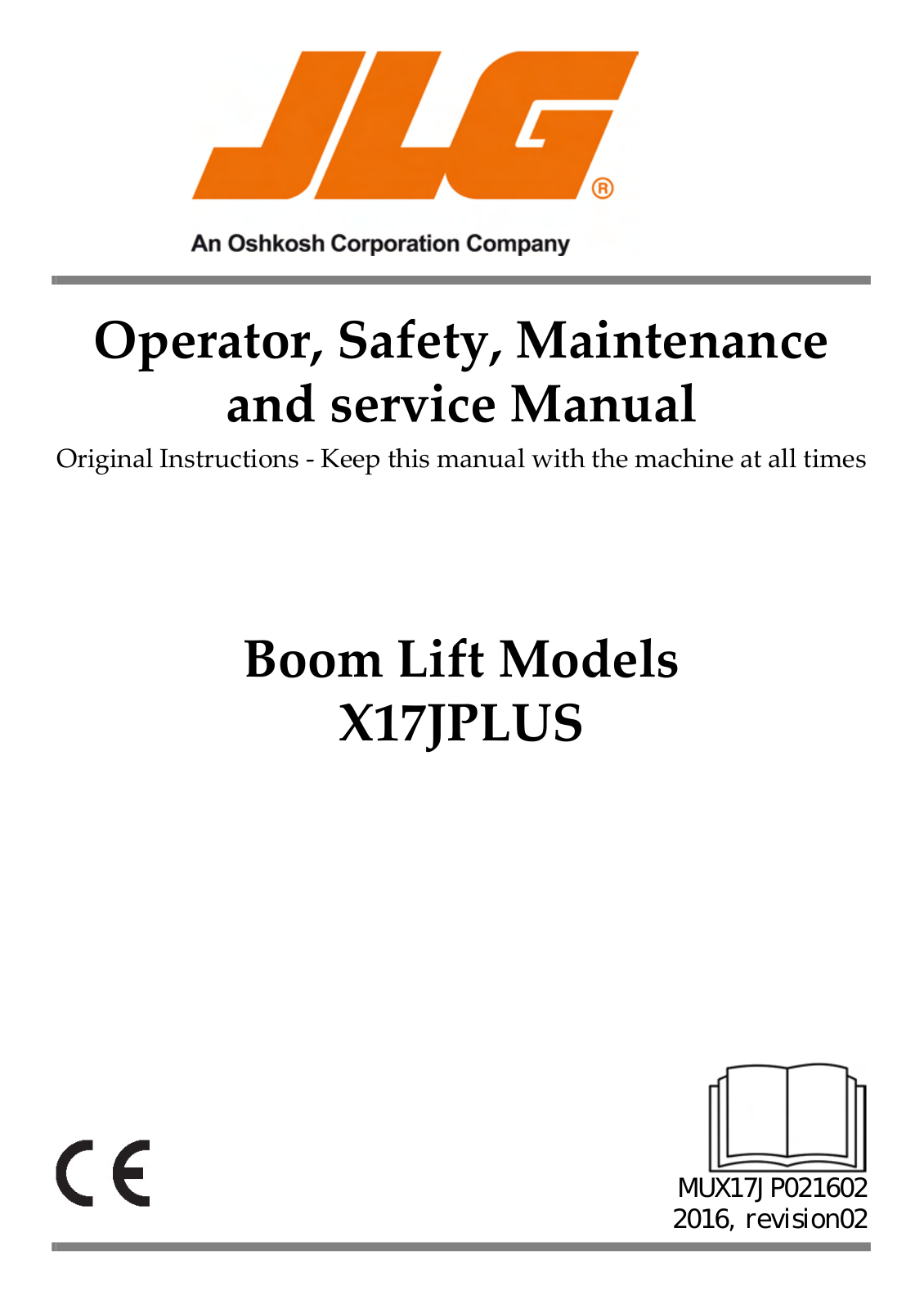 JLG X17JPLUS, X20JPLUS Operator, Safety, And General Maintenance Manual