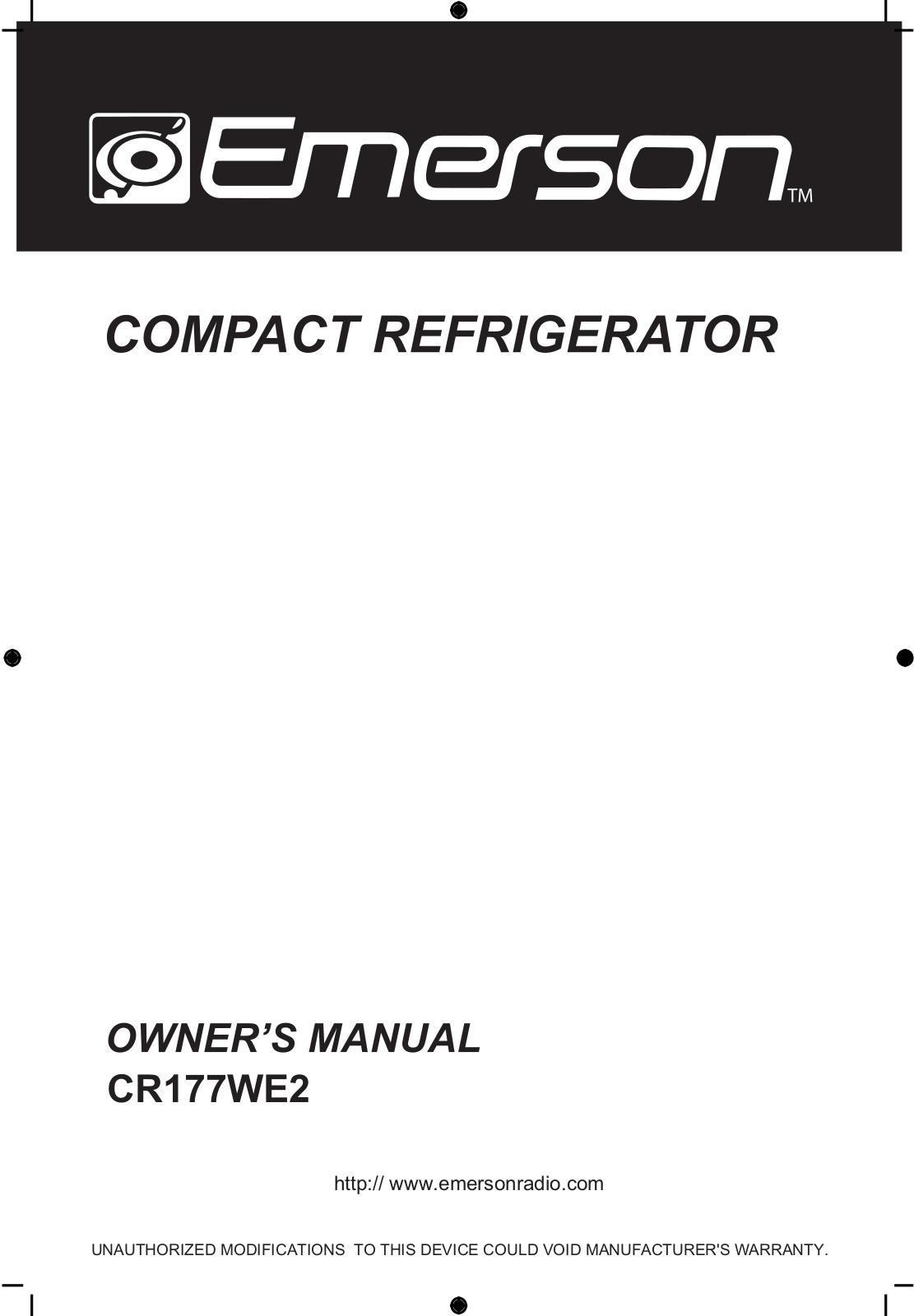 Emerson CR177WE2 User Manual