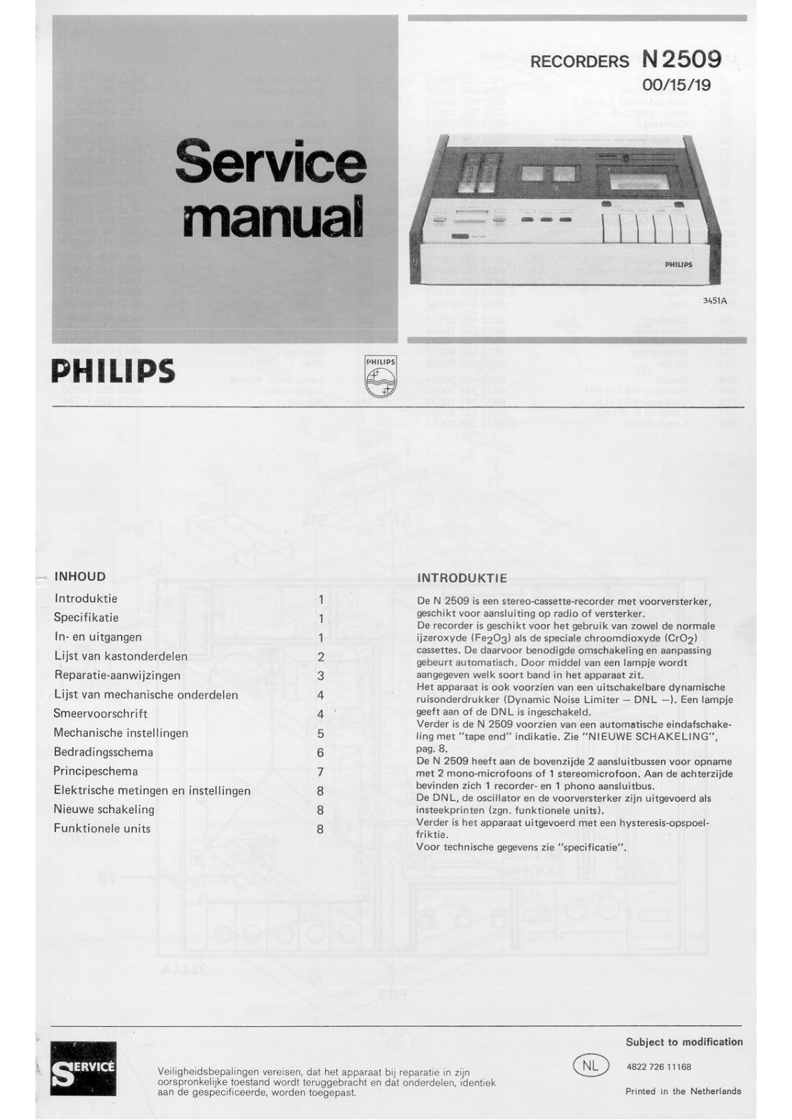 Philips N-2509 Service Manual