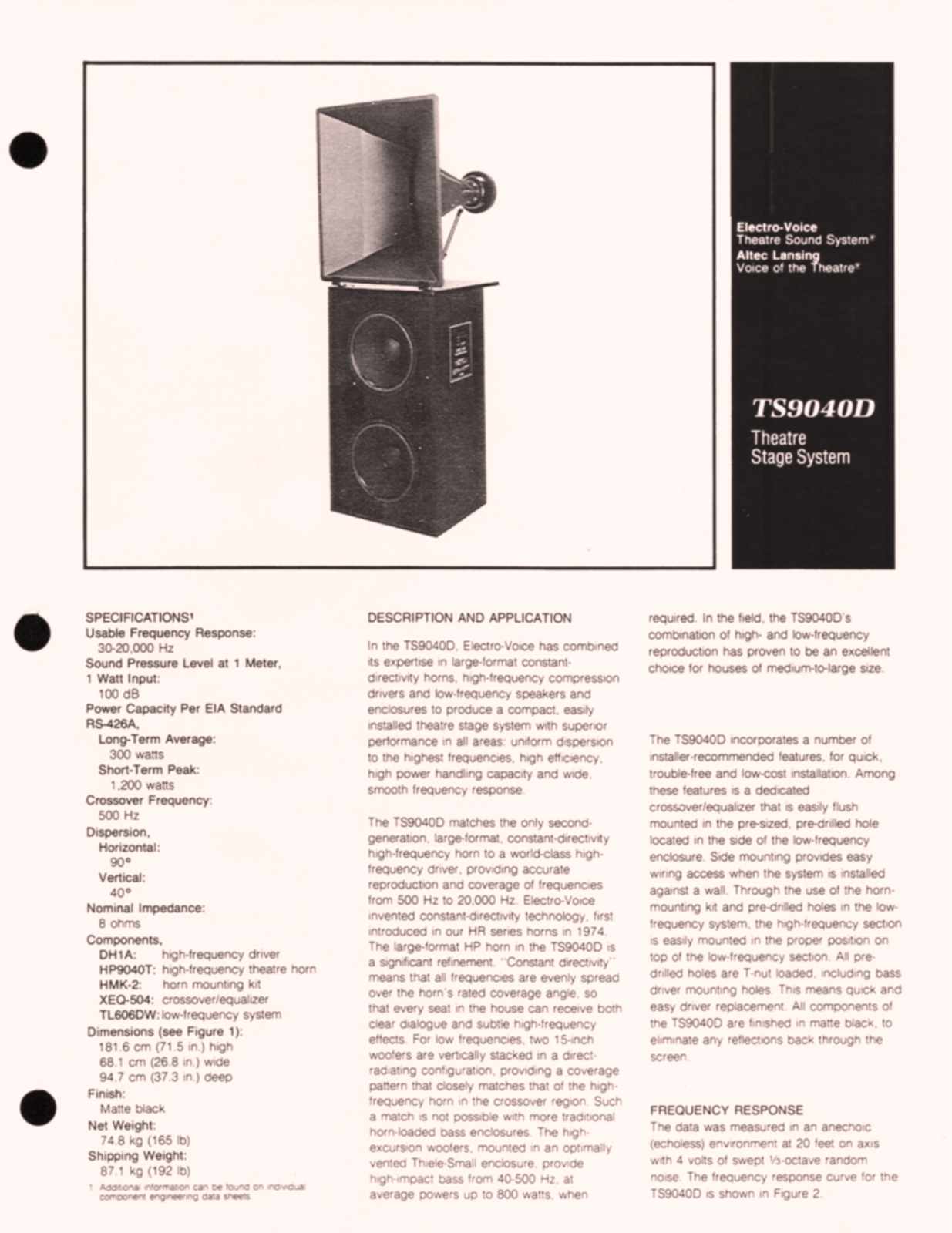 Electro-Voice TS9040D EDS User Manual