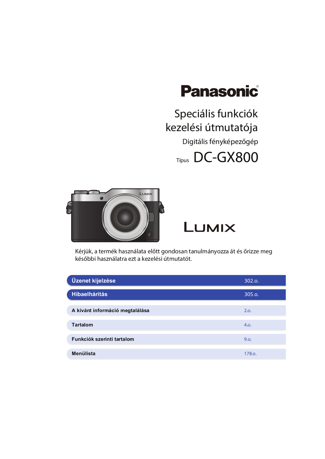 Panasonic DC-GX800 Operating Instructions