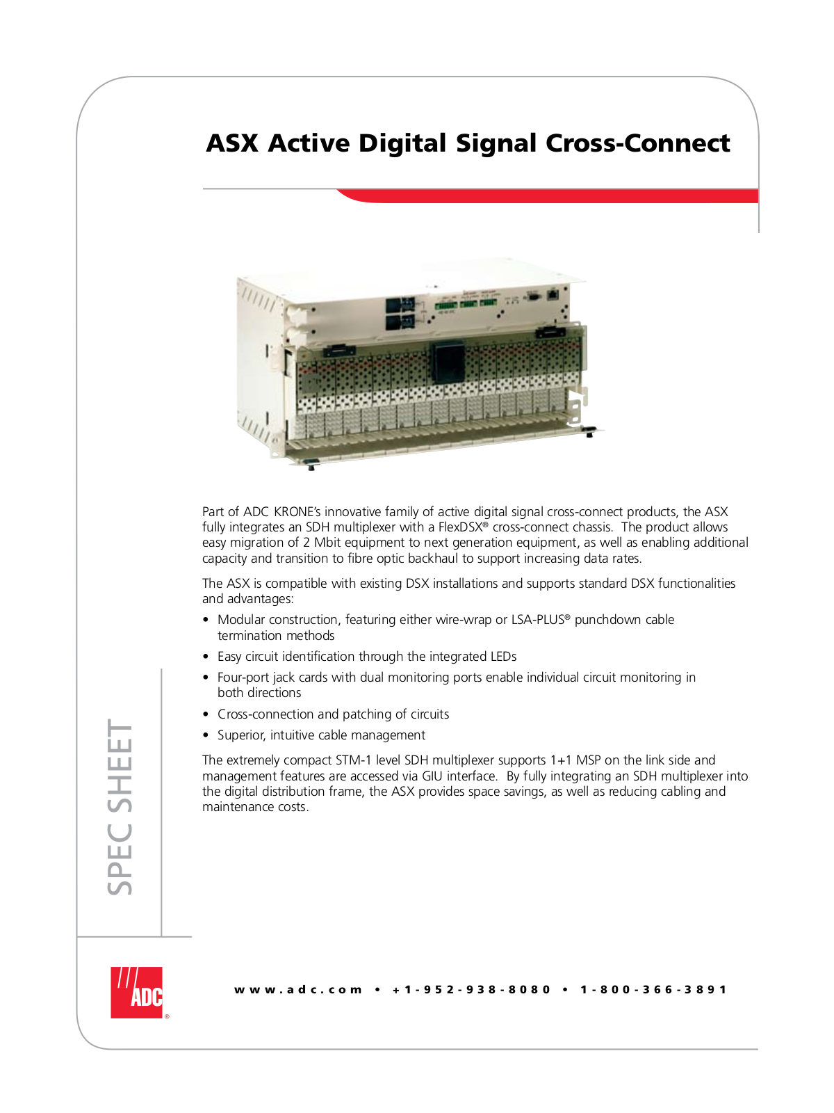 ADC Active Digital Signal Cross-Connect ASX User Manual