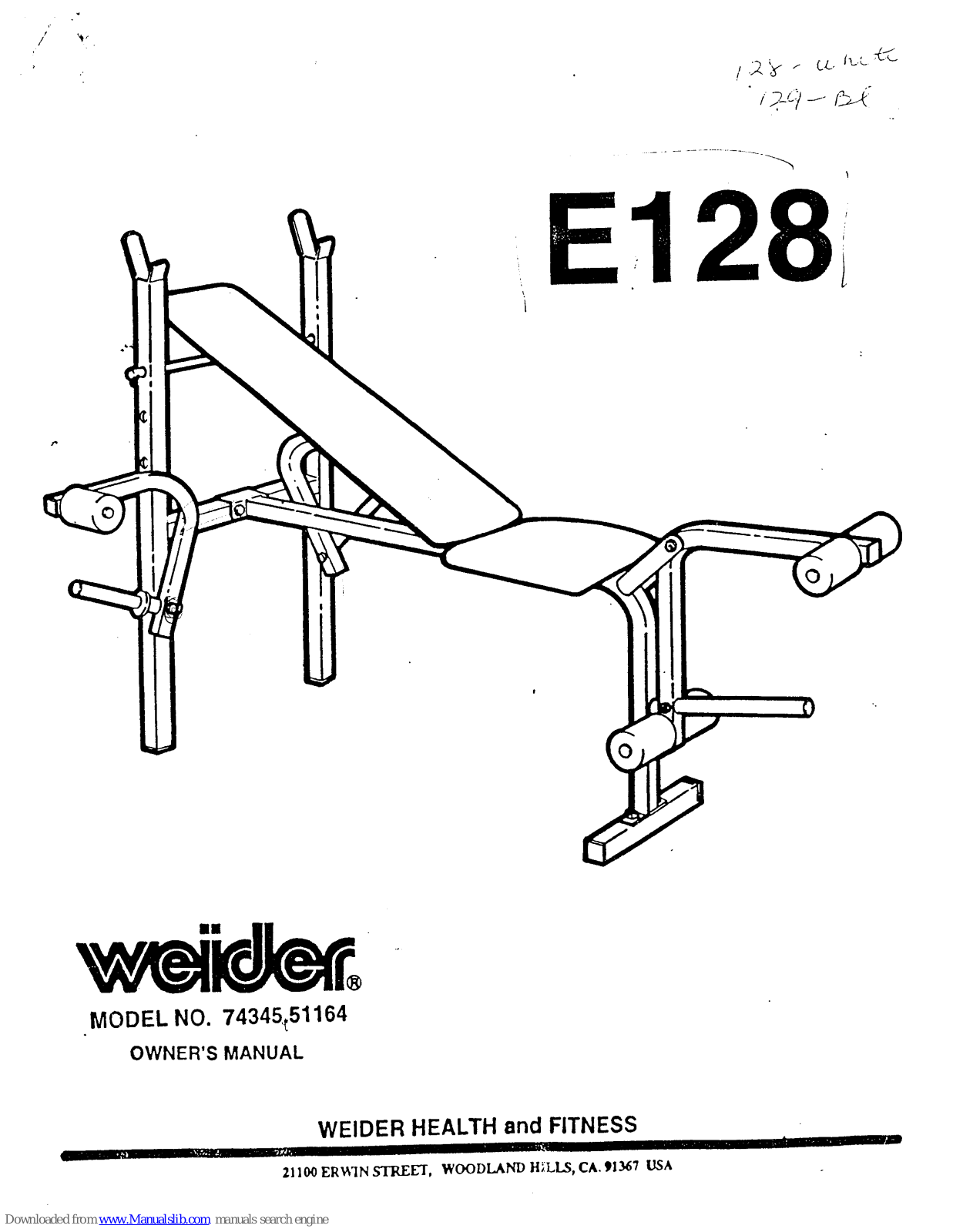 Weider E128, 74345, 51164 User Manual