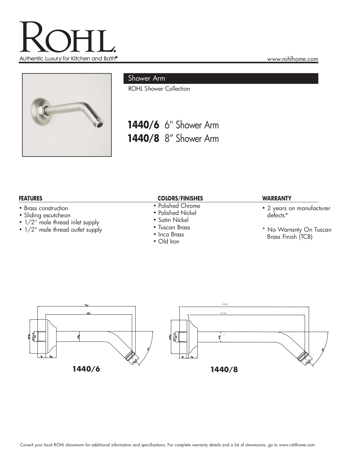 Rohl 14408OI User Manual