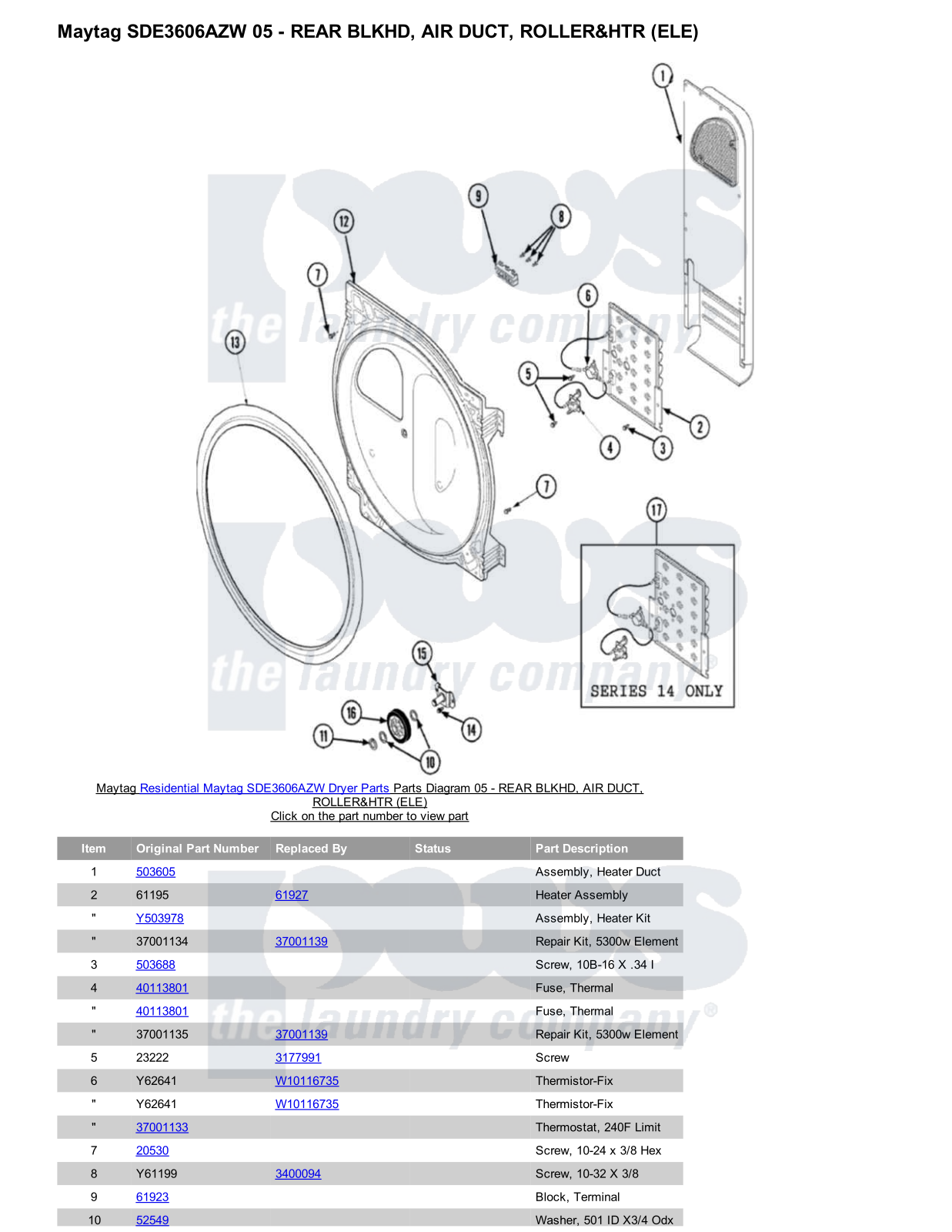 Maytag SDE3606AZW Parts Diagram