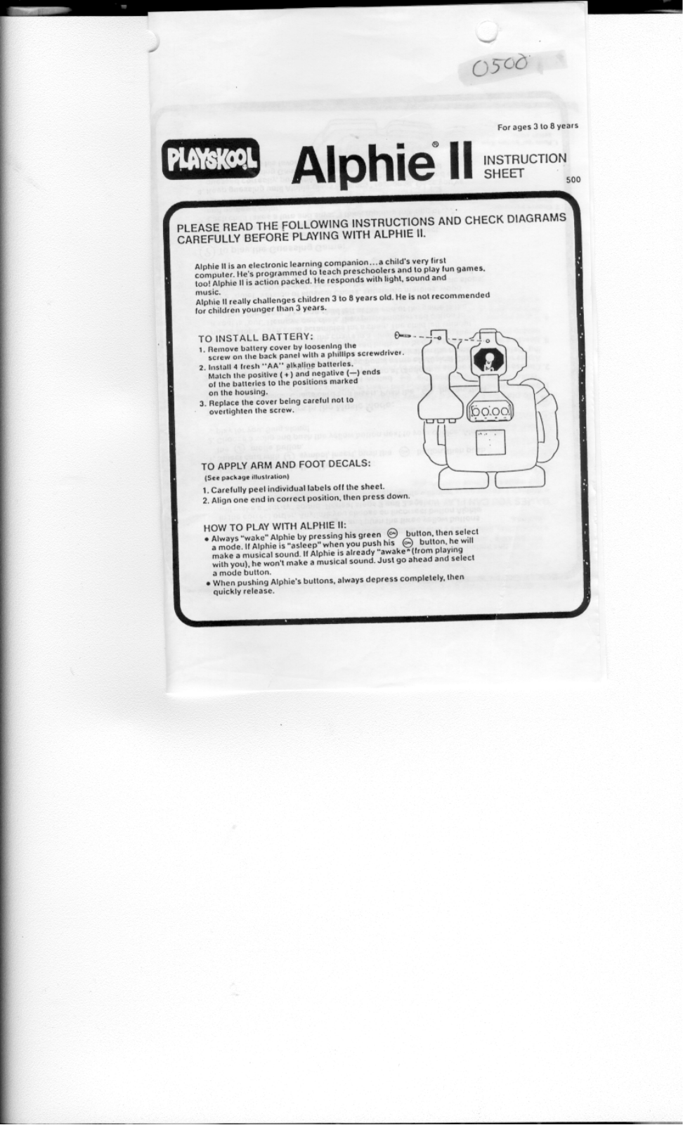 HASBRO Alphie II User Manual