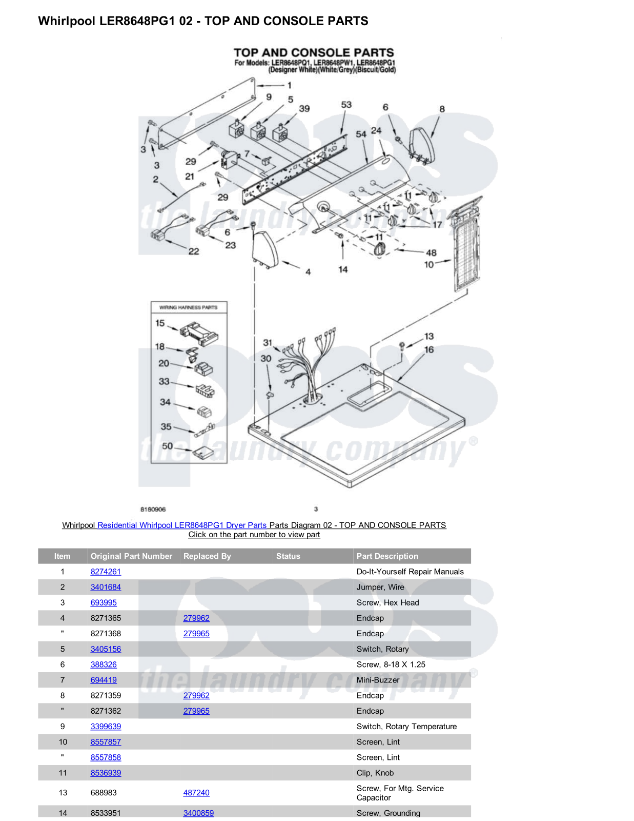 Whirlpool LER8648PG1 Parts Diagram