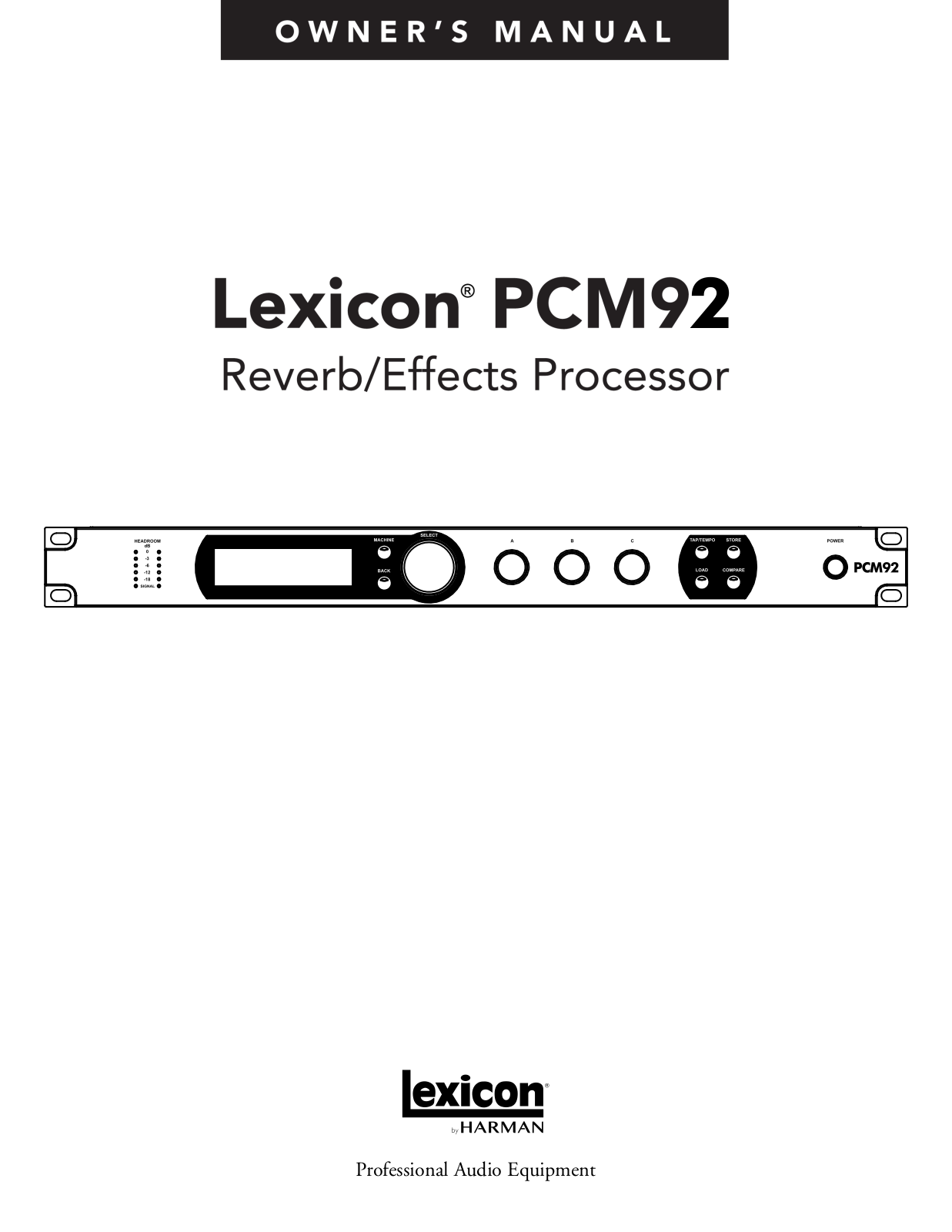 Lexicon PCM92 Owner's Manual