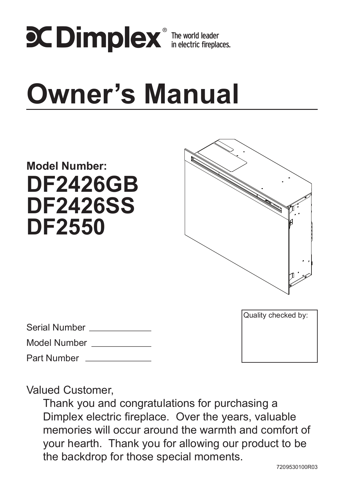 Dimplex DF2550, DF2426GB, DF2426SS User Manual