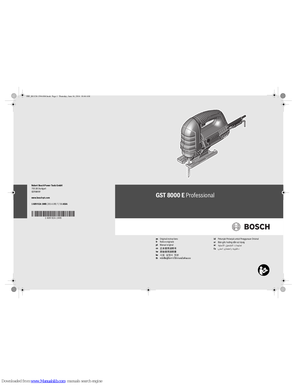 Bosch GST 8000 E Professional Original Instructions Manual