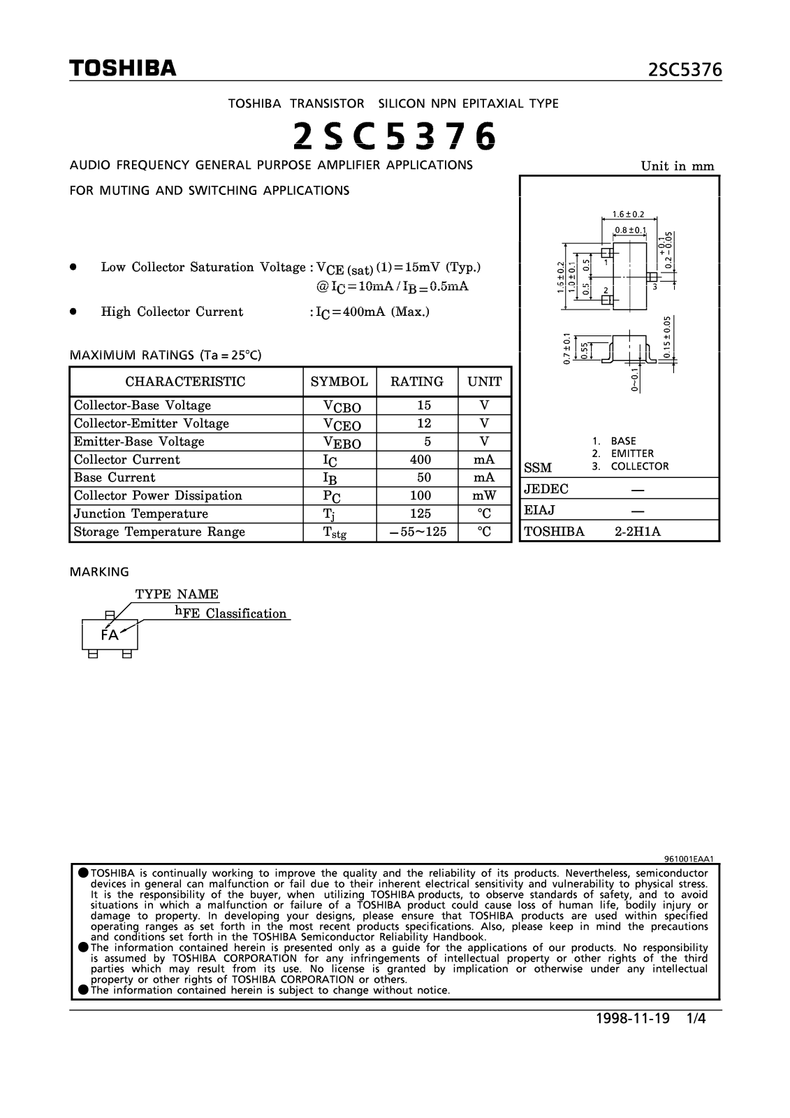 Toshiba 2SC5376 Datasheet