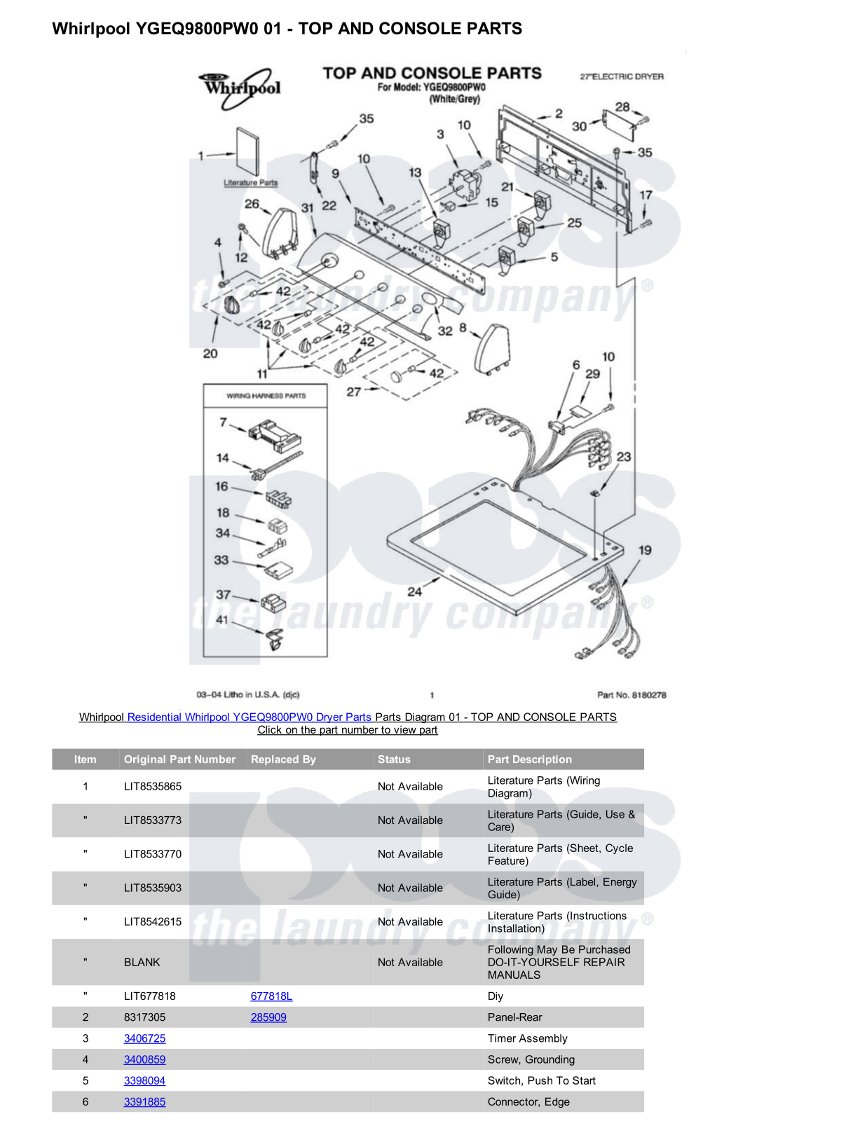 Whirlpool YGEQ9800PW0 Parts Diagram