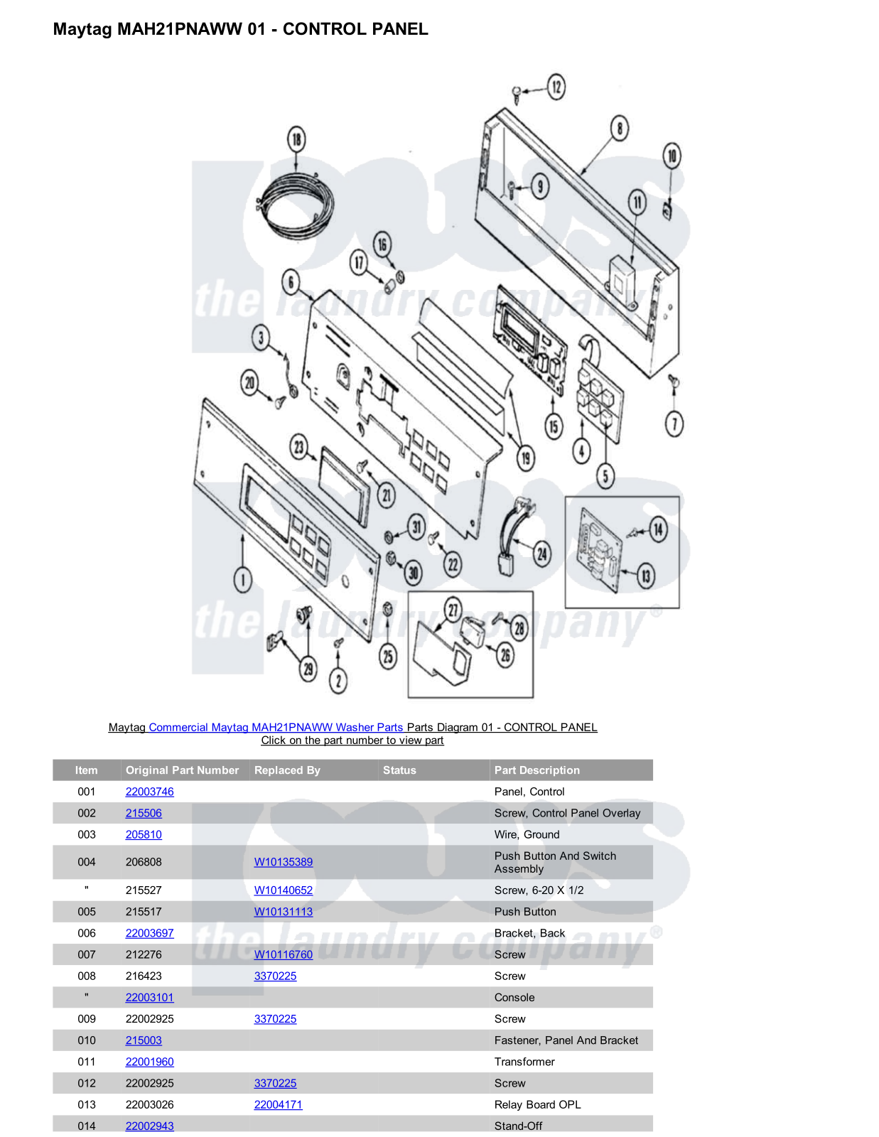 Maytag MAH21PNAWW Parts Diagram