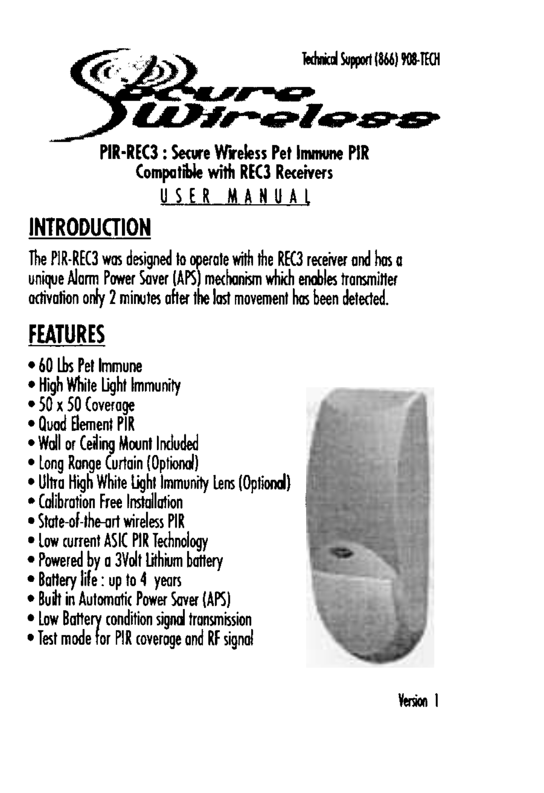 Secure Wireless PIRREC3 Users Manual - ManualMachine.com