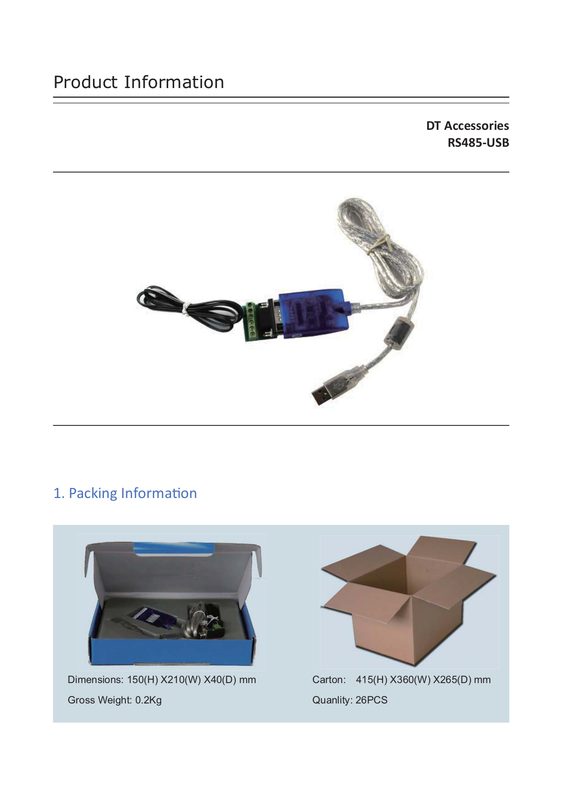 V-Tech RS485-USB User Manual