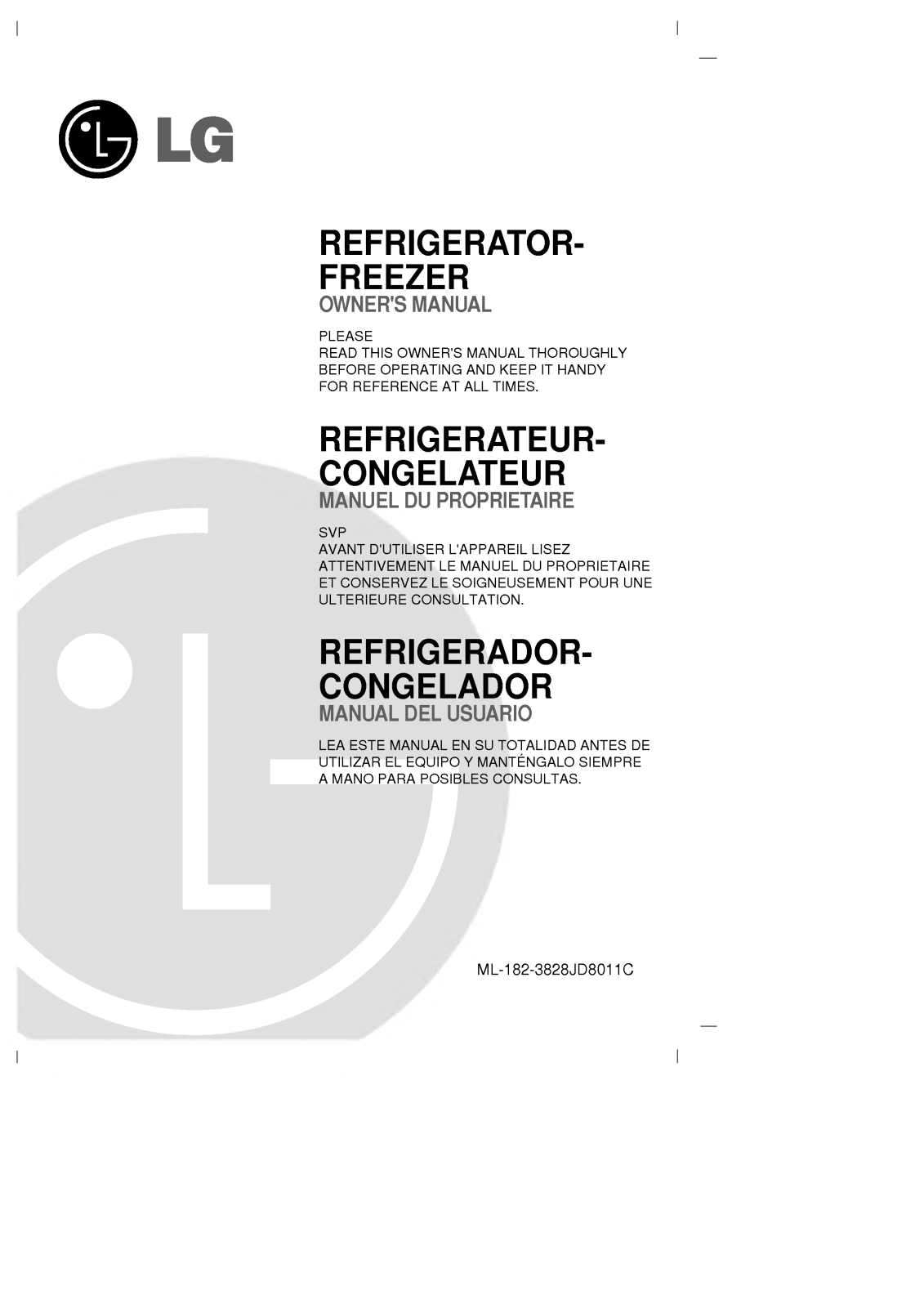 LG GR-182SLF User Manual