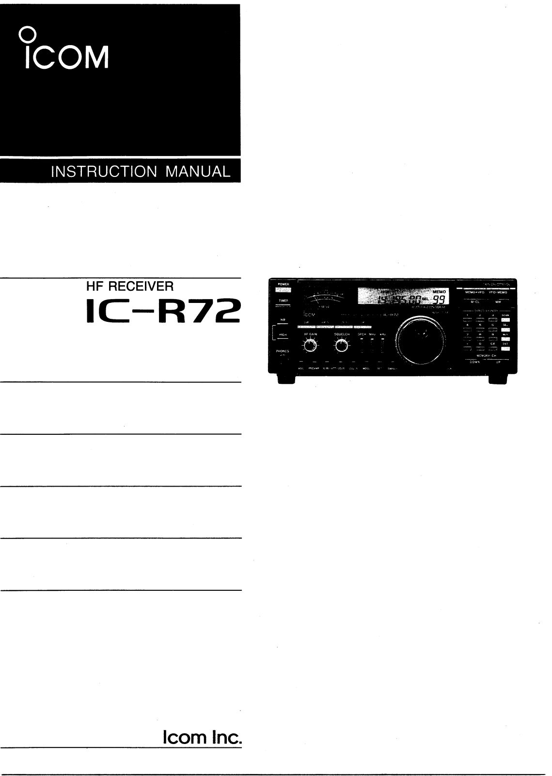 Icom IC-R72 User Manual