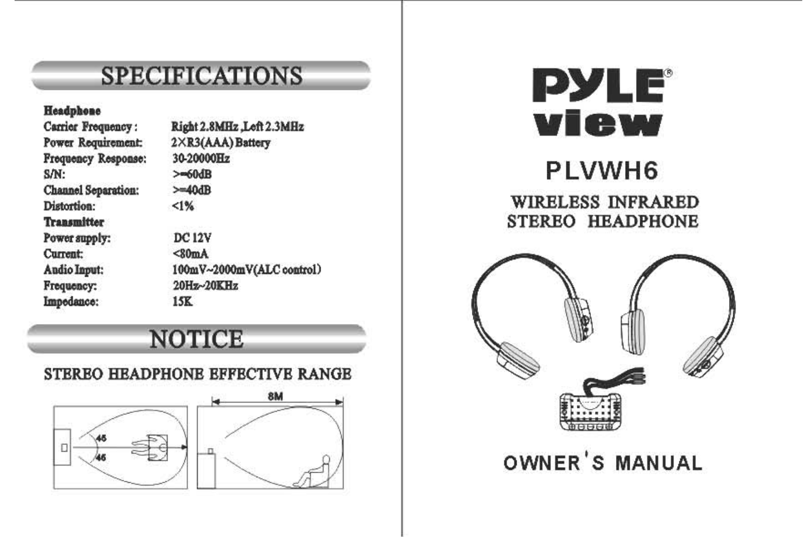 PYLE Audio PLVWH6 User Manual