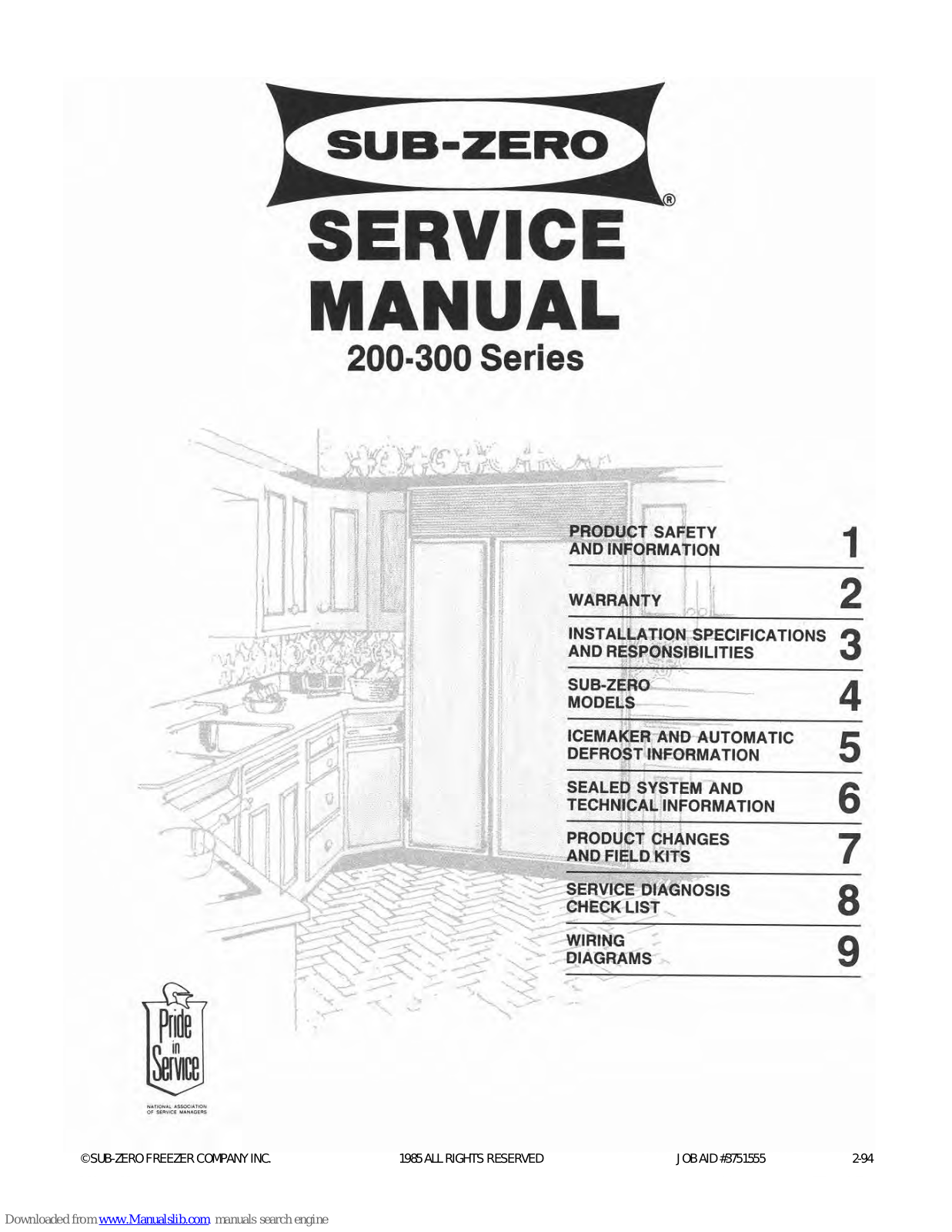 Sub-Zero 200 Series, 300 Series, 201R, 2011ICE, 201FD Service Manual