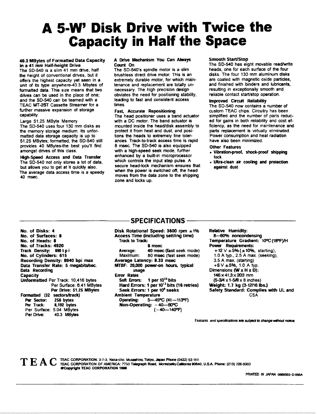 Teac HDD0020A, SD540 User Manual